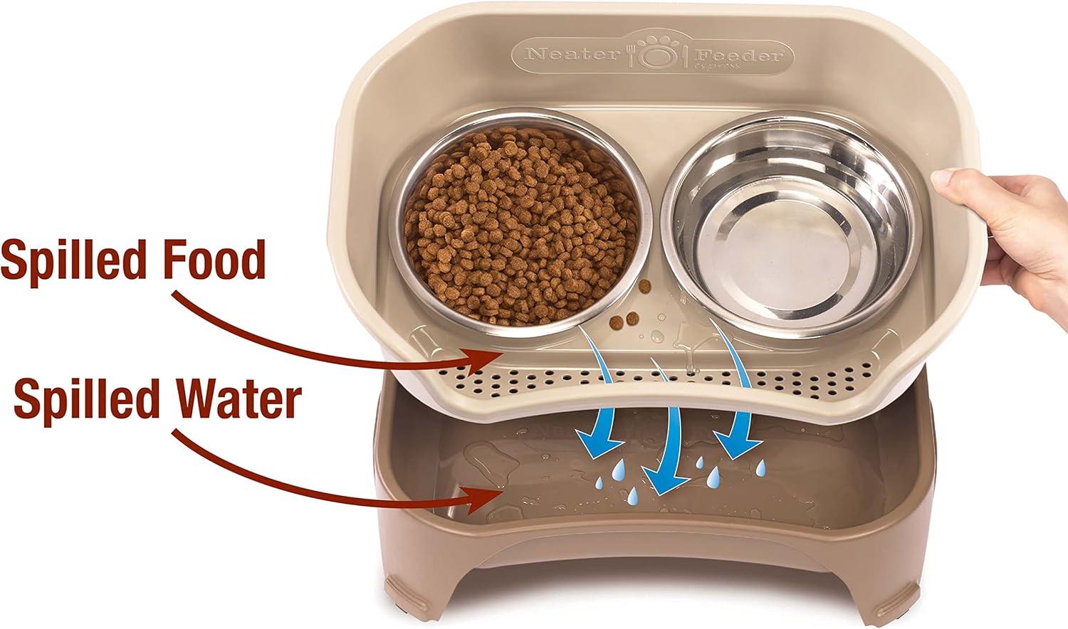 Cappuccino Elevated Stainless Steel Dog Feeder with Splash Guard