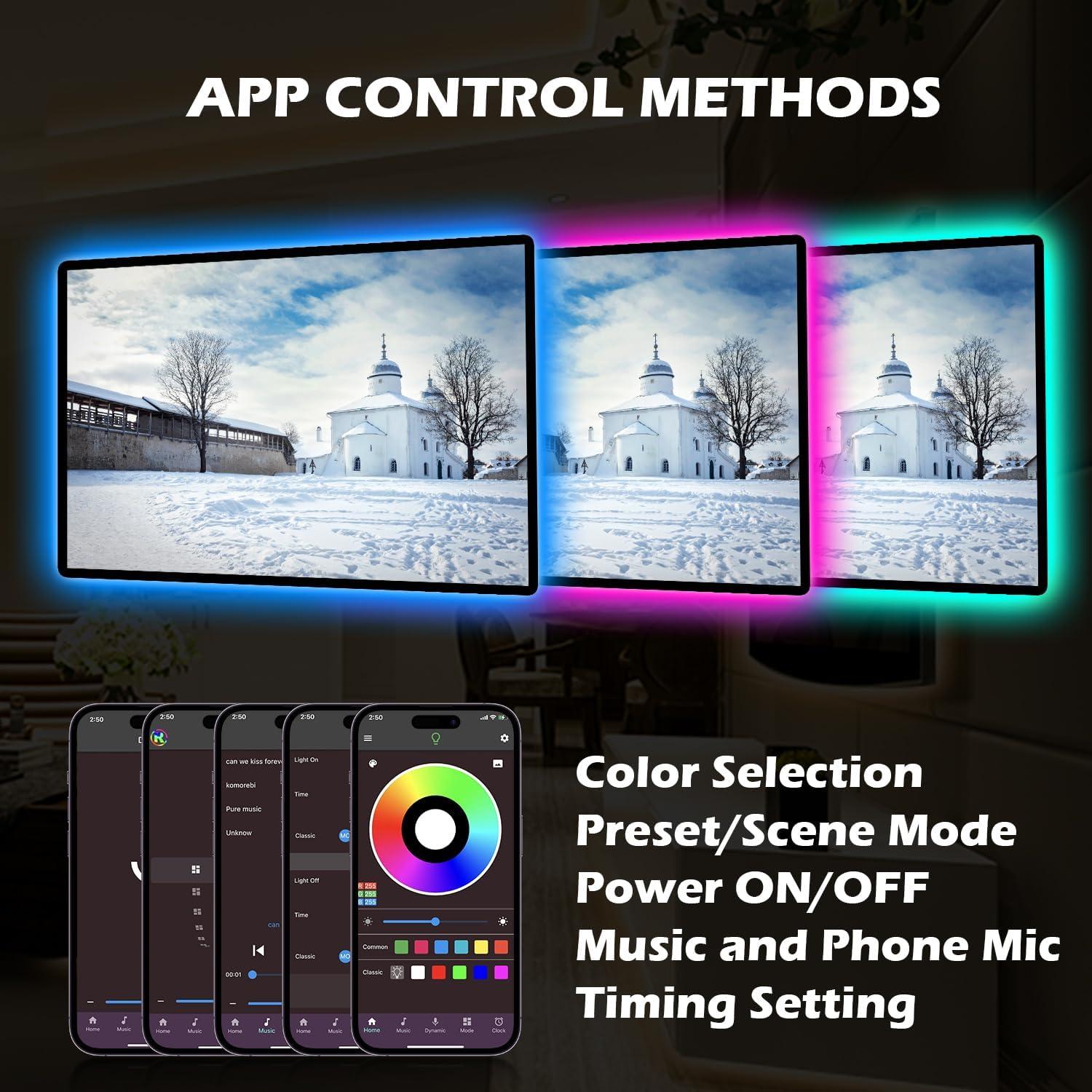 Battery Powered Led Strip Lights 13ft, 2x6.5ft USB/Battery Operated RGB LED Lights Birthday Christmas Gift with Remote for TV Backlight, Bedroom, Camping