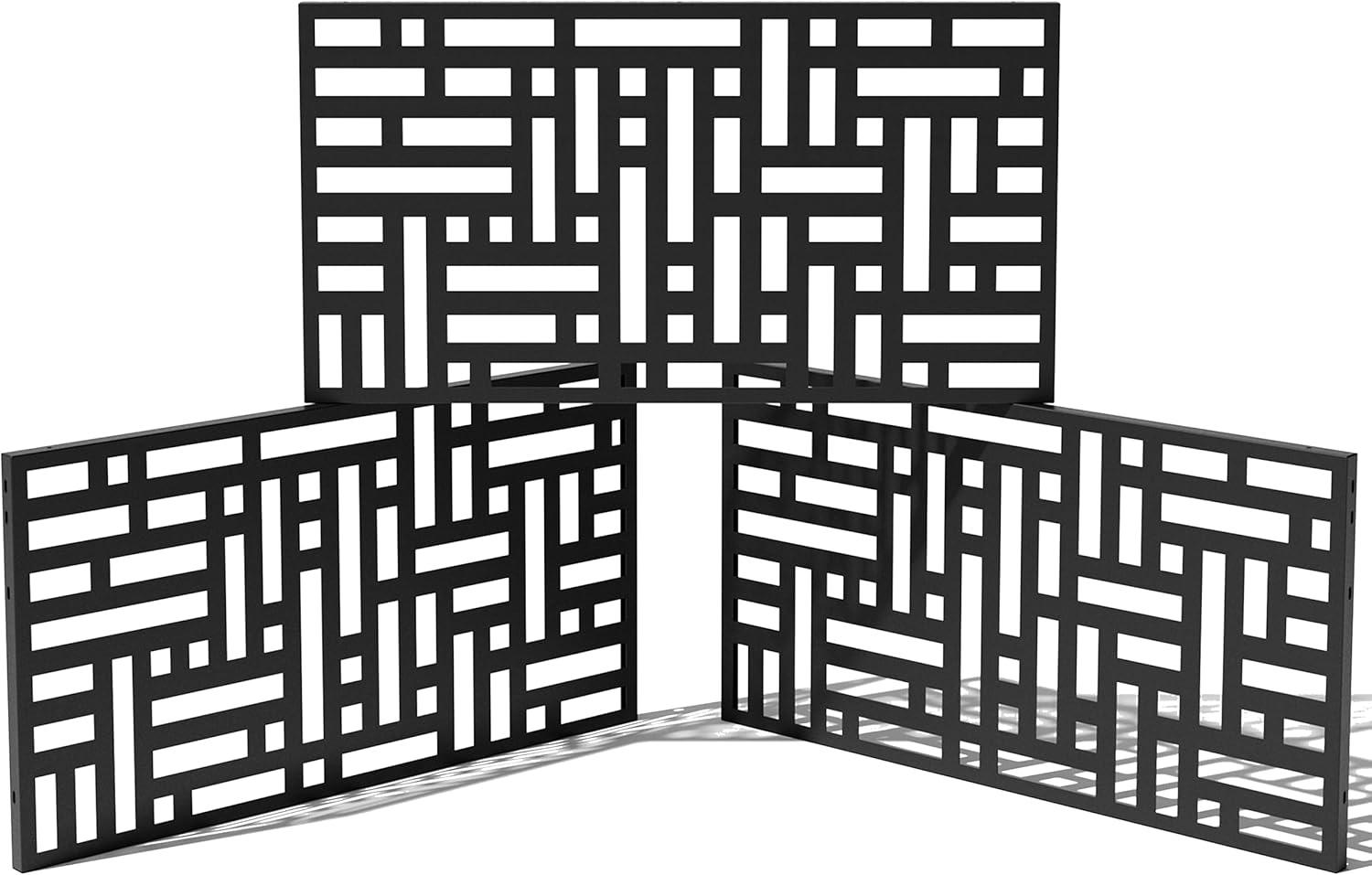 Veradek Screen Series Block Pattern Plastic Black Screen Panel (Set of 3)