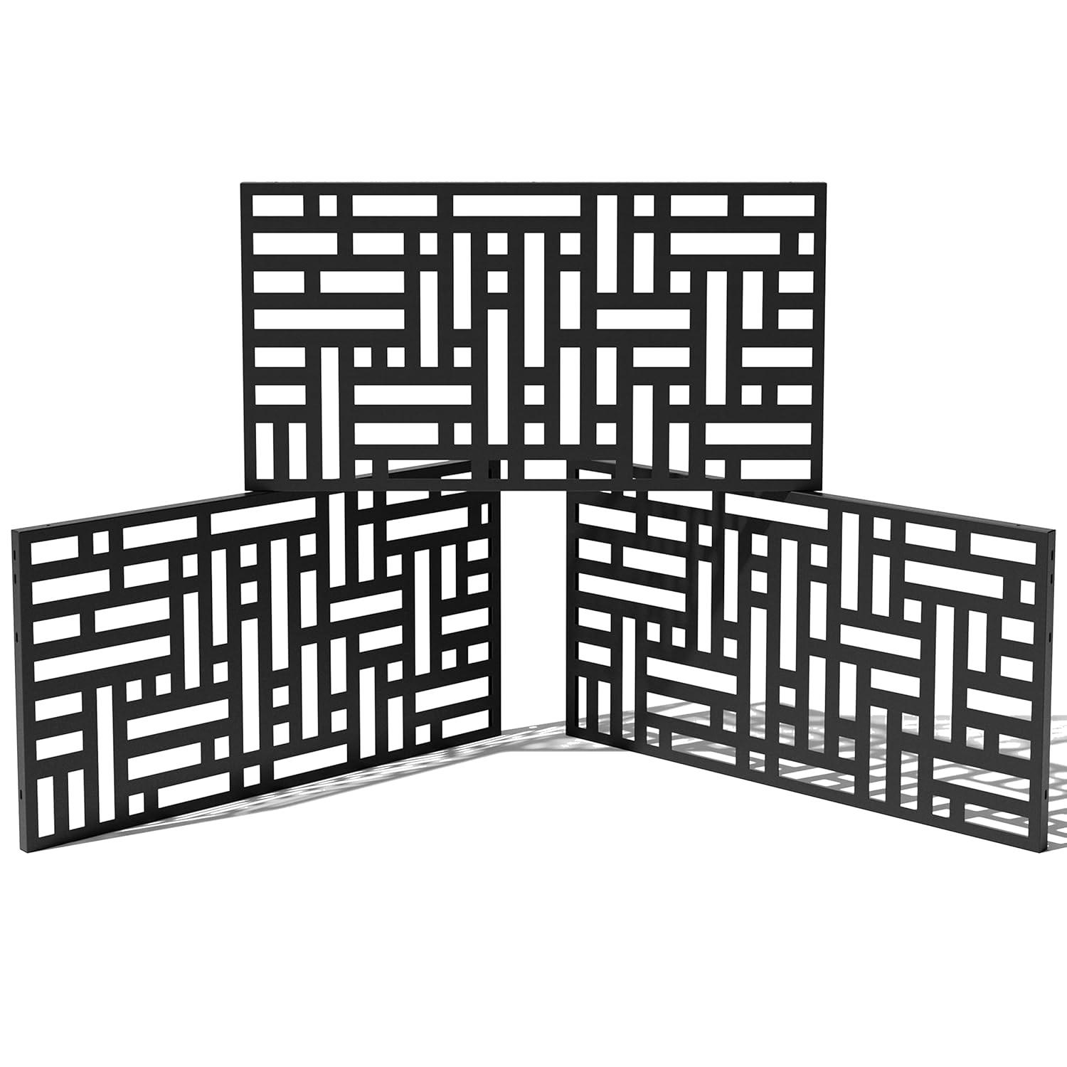 Veradek Screen Series Block Pattern Plastic Black Screen Panel (Set of 3)
