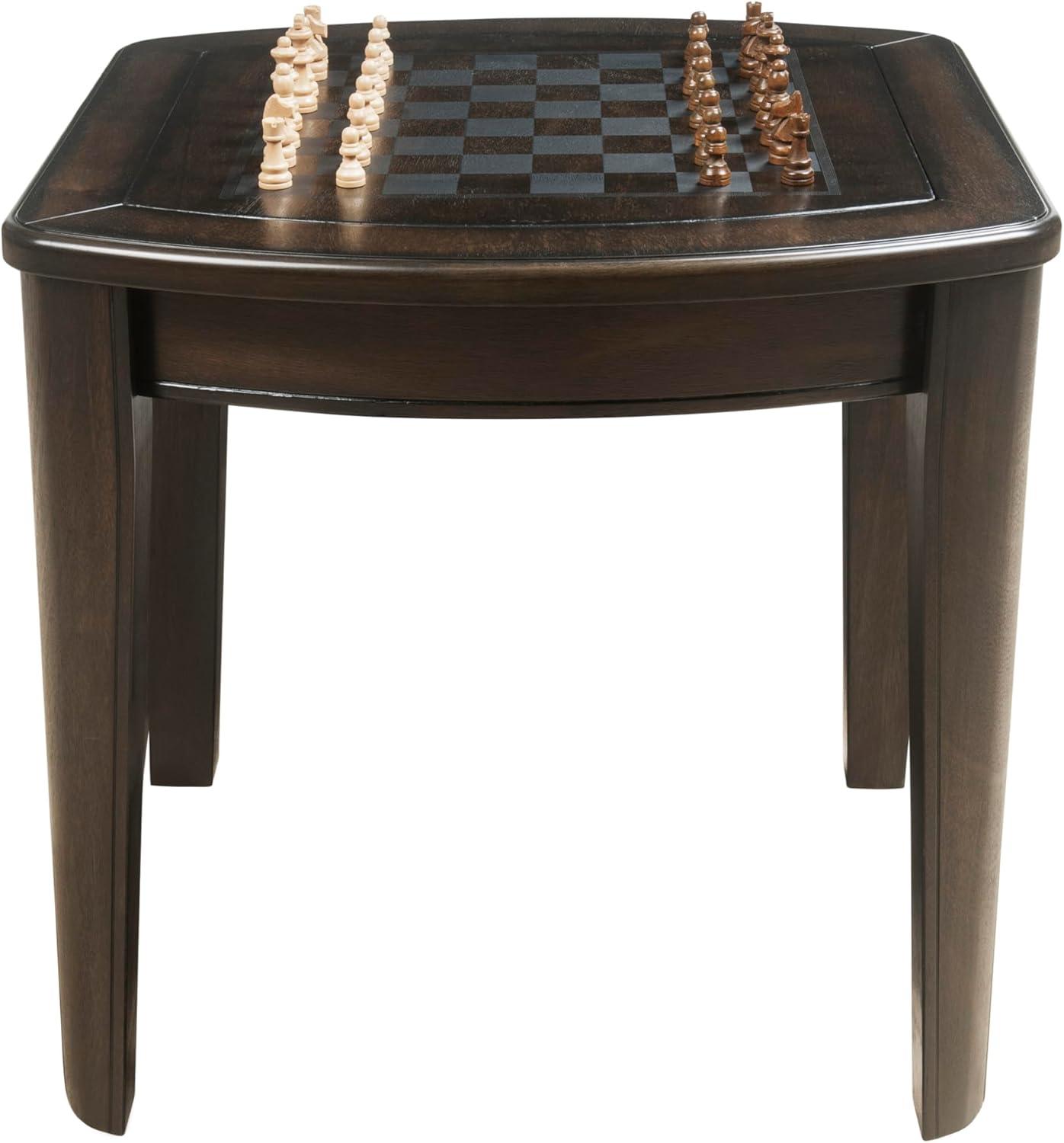 Diletta Game End Table with Chessboard Dark Walnut - Steve Silver Co.: Hardwood & MDF, Reversible Top, Square Shape