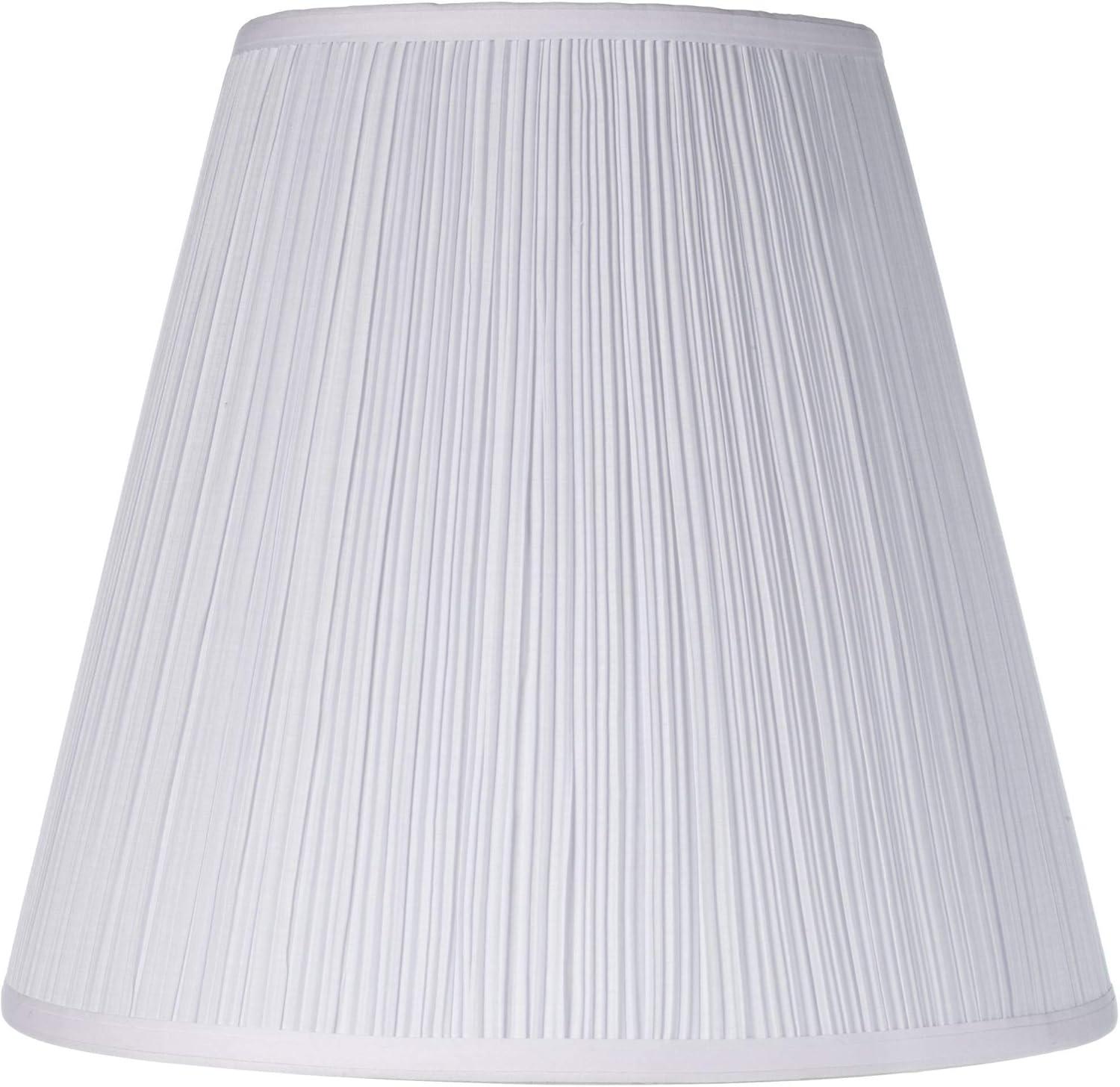 Springcrest 9" Top x 16" Bottom x 14 1/2" High x 14 3/4" Slant Lamp Shade Replacement Set of 2 Medium White Mushroom Pleated Spider Harp Finial