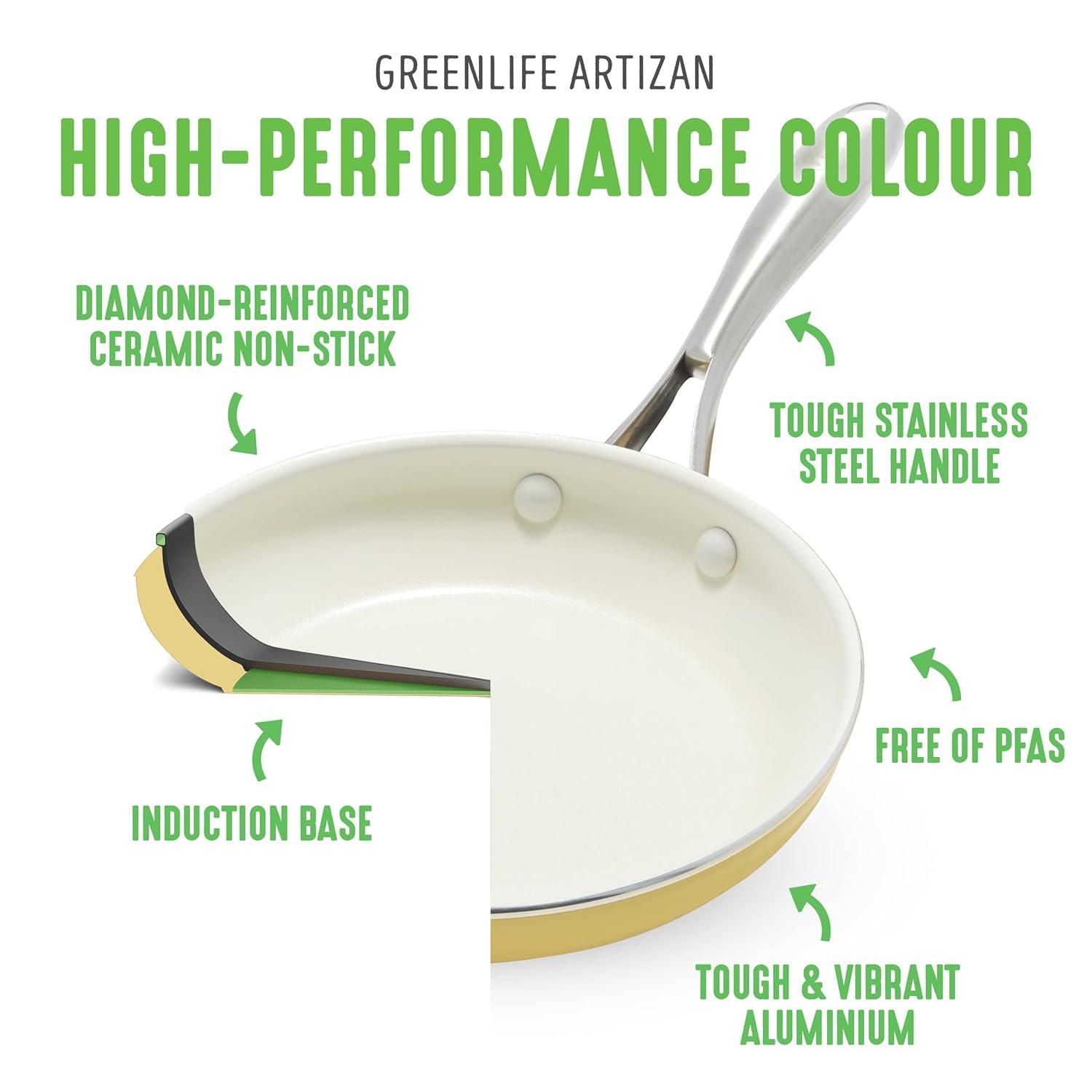 GreenLife GreenLife Artisan Healthy Ceramic Nonstick, 1L And 2L Saucepan Set, Stainless Steel Handle