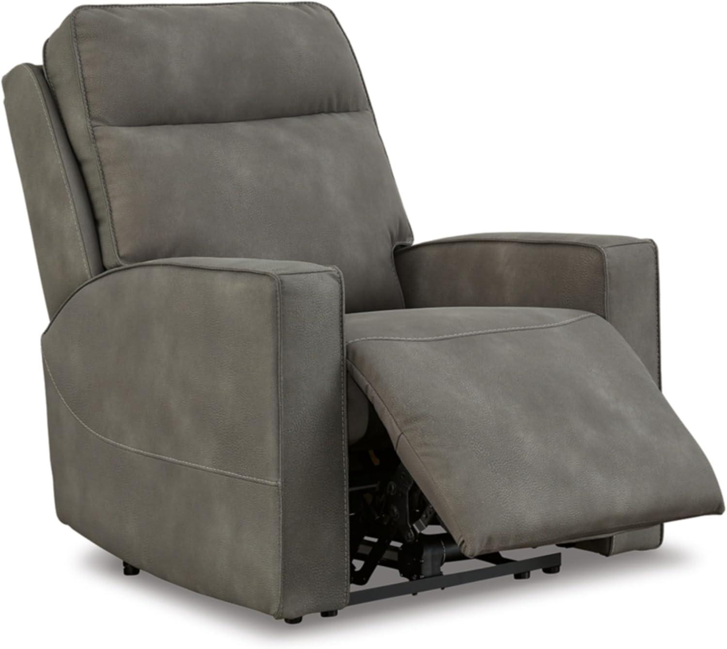 Slate Gray Microfiber Power Recliner with Adjustable Headrest