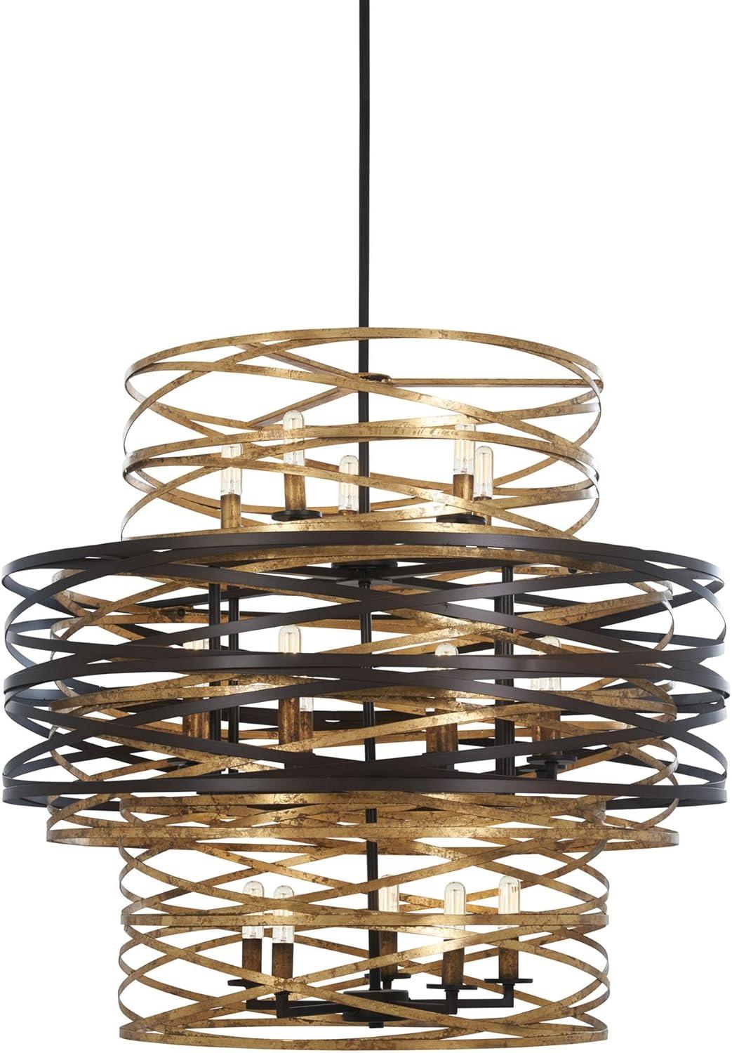 Minka Lavery Dark Bronze Mosaic Gold Chandelier 30" Wide Modern 18-Light Fixture for Dining Room House Foyer Kitchen Entryway Home