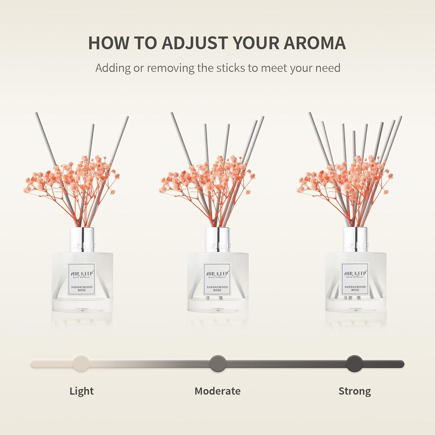 Airkeep Reed Diffuser Set,3.38 fl oz (100 ml) - Cinnamon Vanilla Oil Diffusers with 8 Reed Sticks, Home Fragrance Reed Diffuser for Bathroom Shelf Decor