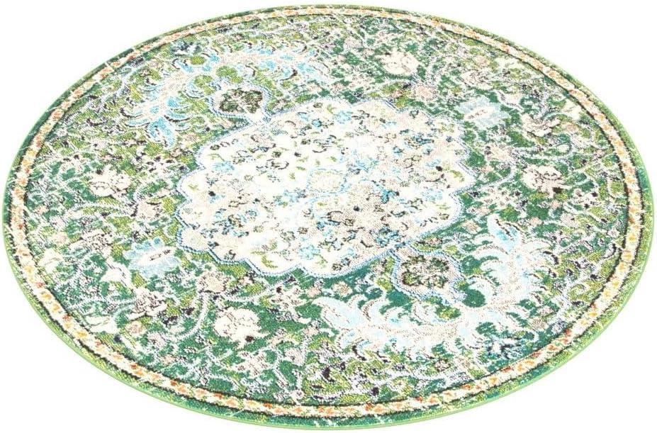 Madison MAD447 Power Loomed Indoor Area Rug - Green/Turquoise - 9' Round - Safavieh