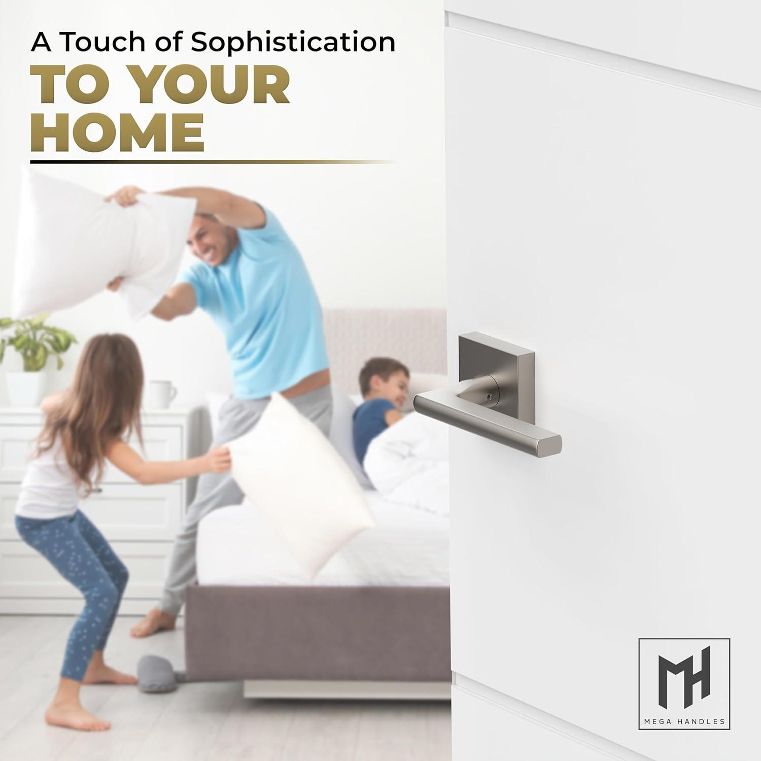 Mega Handles PRIME PRIVACY Reversible Interior Door Lever for Bedrooms, Bathroom & Hallway | Modern Stainless Door Locks