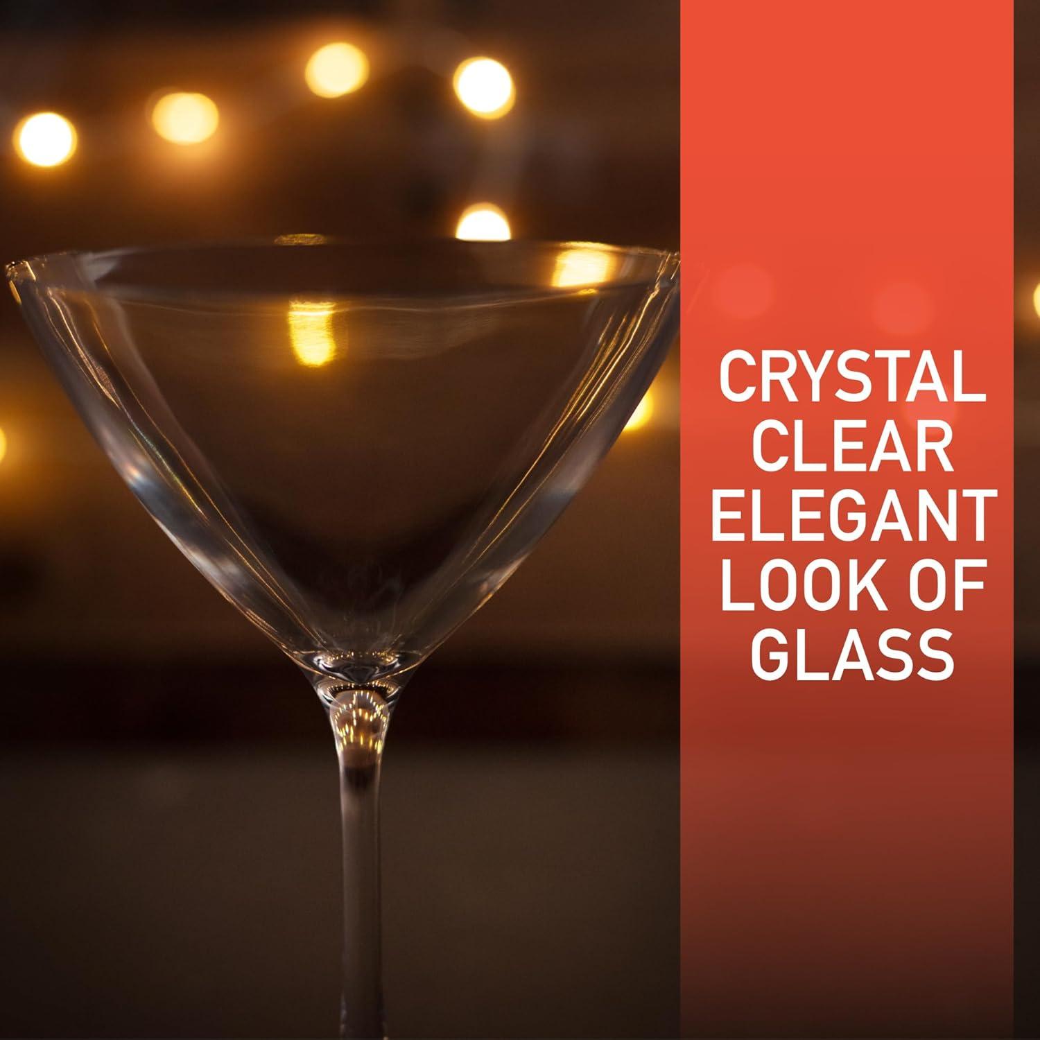 D'Eco Unbreakable Martini Glasses (4pk, 9 oz Tritan Glassware) Reusable Glasses- Great for Galentine's Day - Valentine's Day Gift Idea