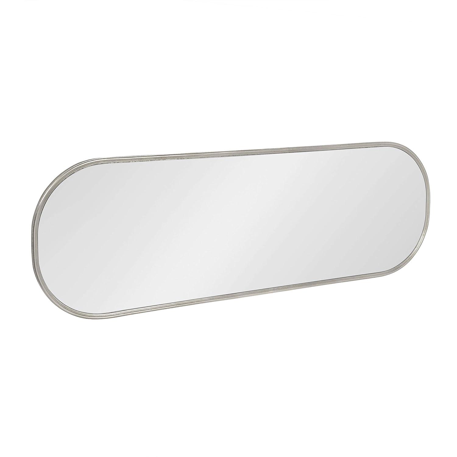 Kate and Laurel Caskill Modern Capsule Panel Mirror, 16 x 48, Silver, Decorative Oval Full Length Accent Mirror for Wall