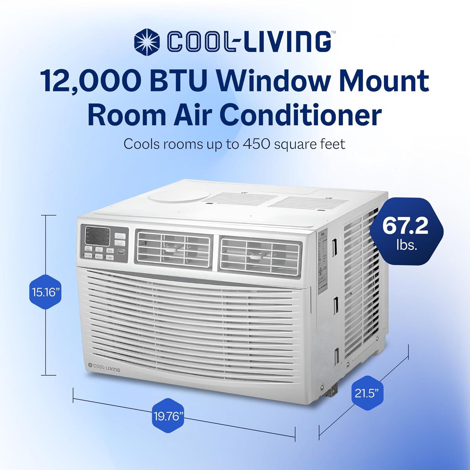 Cool-Living 8,000 BTU Window Mount Room Air Conditioner with Installation Kit