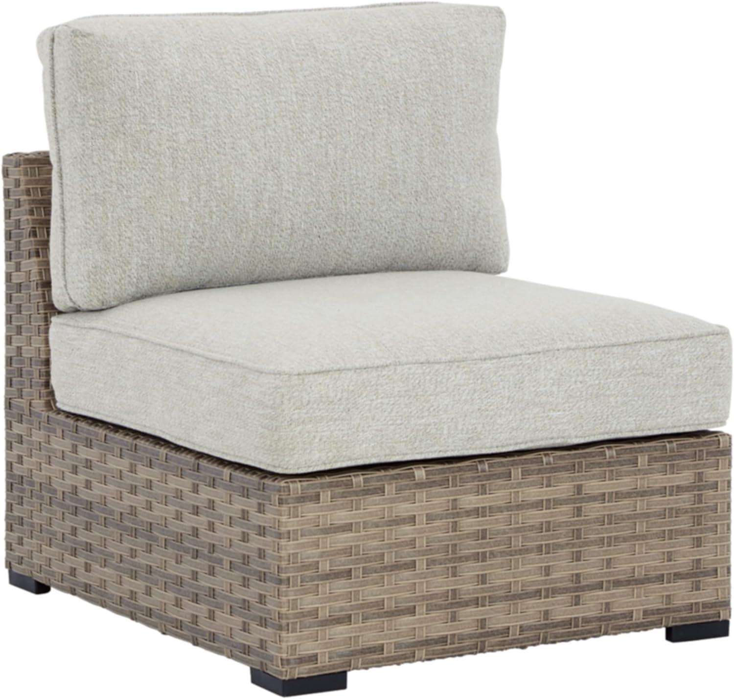 Signature Design by Ashley Contemporary Calworth Outdoor Armless Chair with Cushion (Set of 2)  Beige