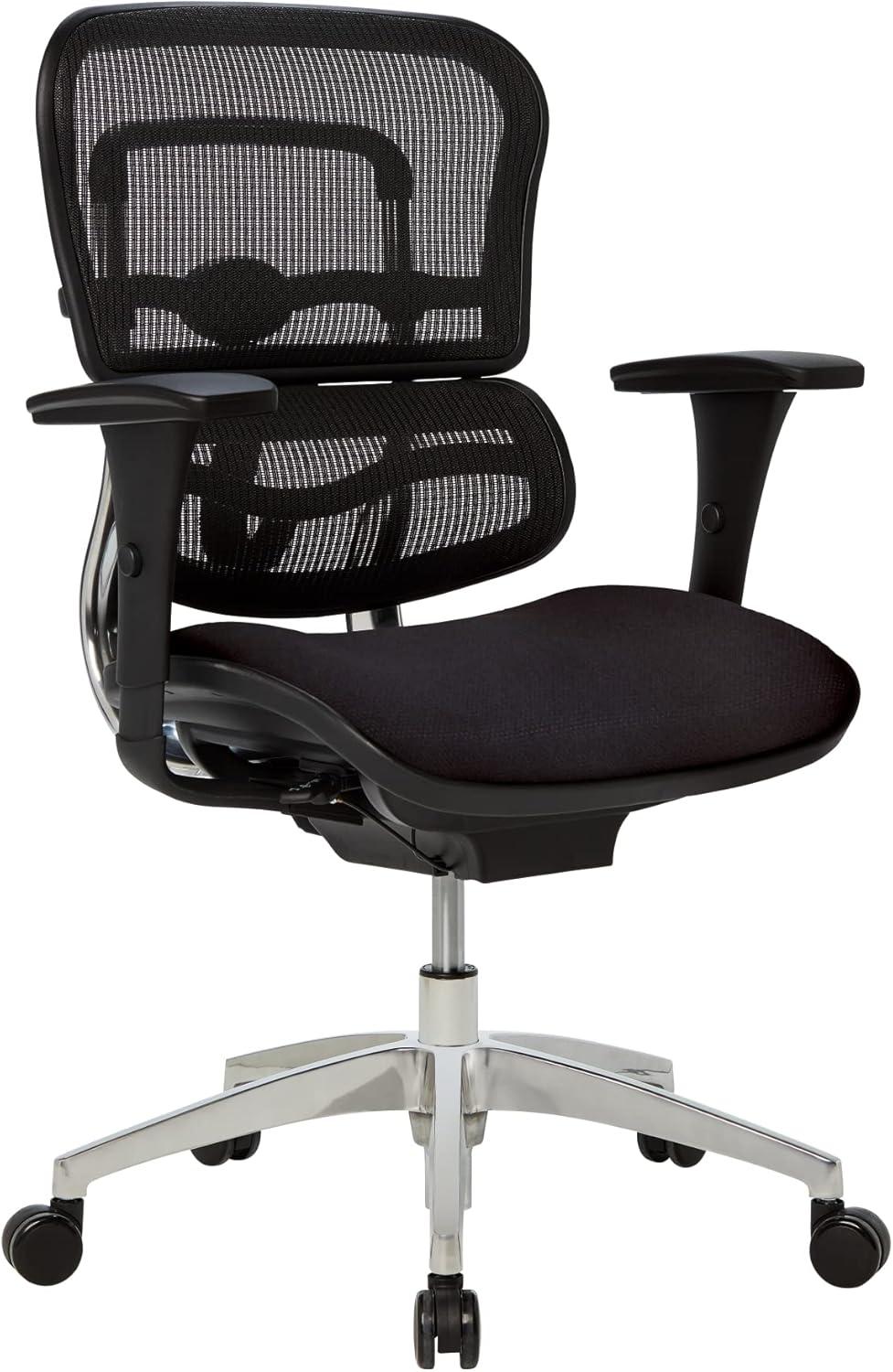 Black Mesh and Fabric Mid-Back Swivel Executive Chair