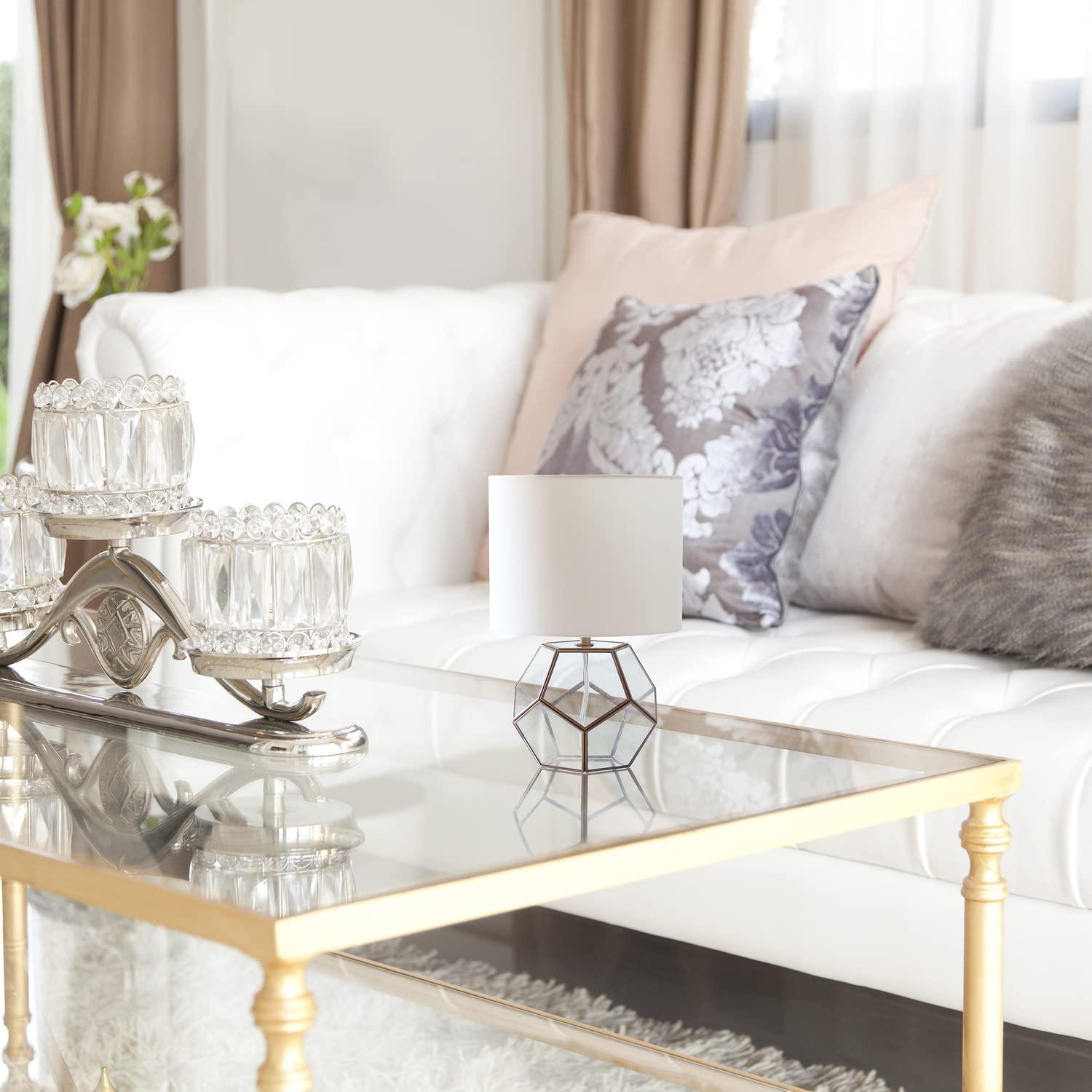 Glass and Brass Sphere Table Lamp - Elegant Designs: Bedside, No Assembly Required, UL Listed