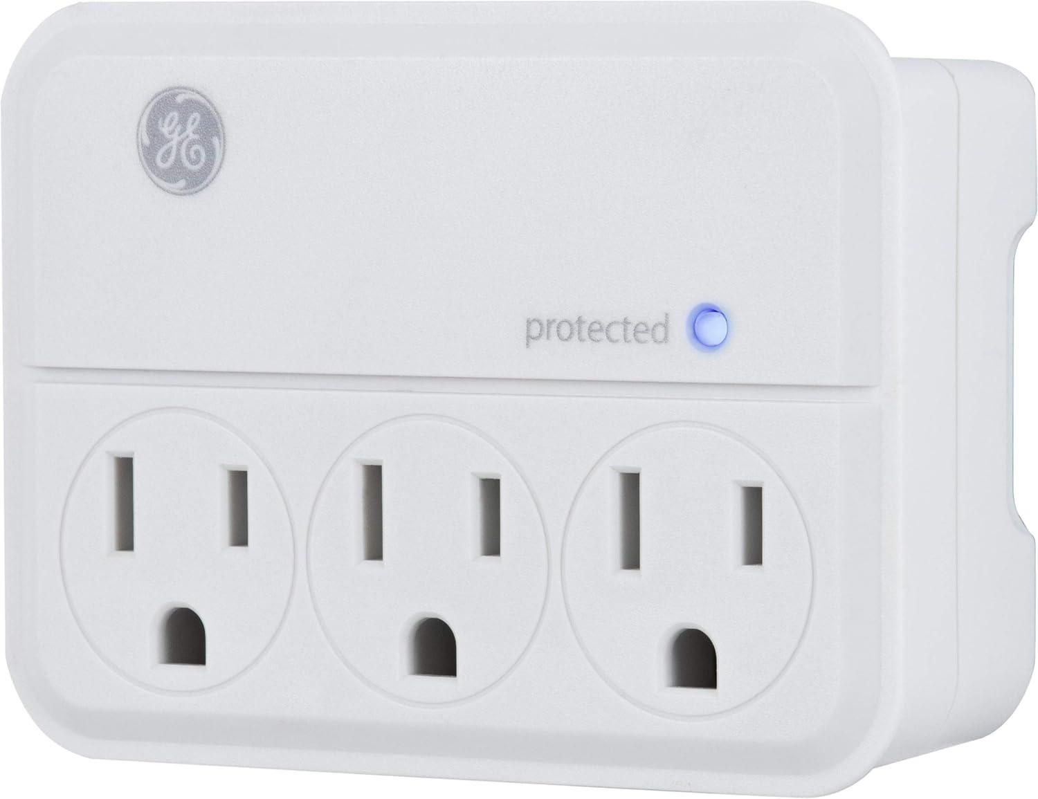 White 3-Outlet Surge Protector Wall Tap with Indicator Light