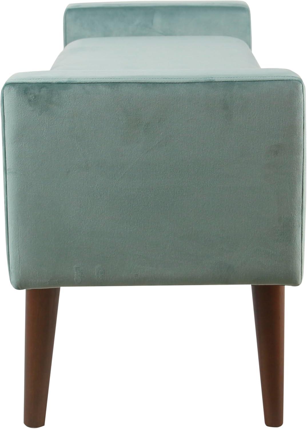 HomePop Fulton Velvet Storage Bench Aqua Blue: Mid-Century, Hinged Lid, Upholstered, Plywood Frame
