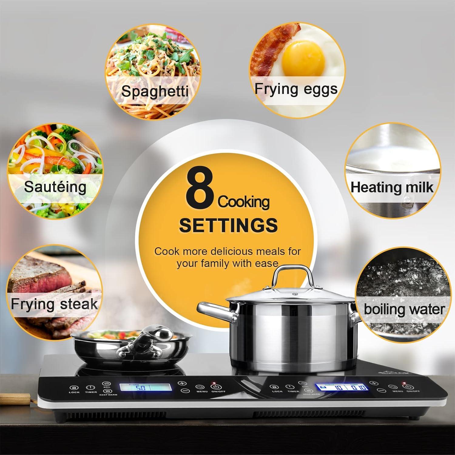 Duxtop LCD Portable Double Induction Cooktop, 1800W Electric Countertop Burner, 9620LS/BT-350DZ