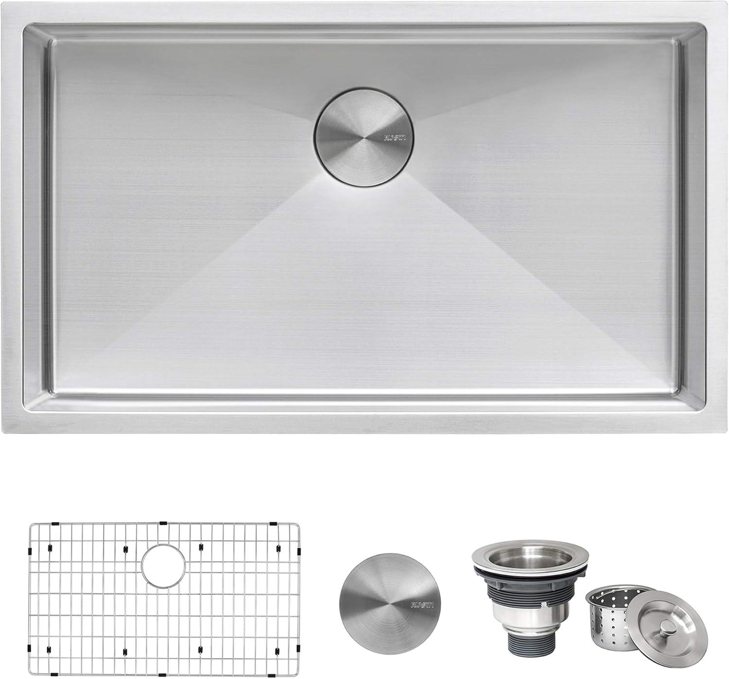 Ruvati 33-inch Undermount 16 Gauge Rounded Corners Large Kitchen Sink Stainless Steel Single Bowl