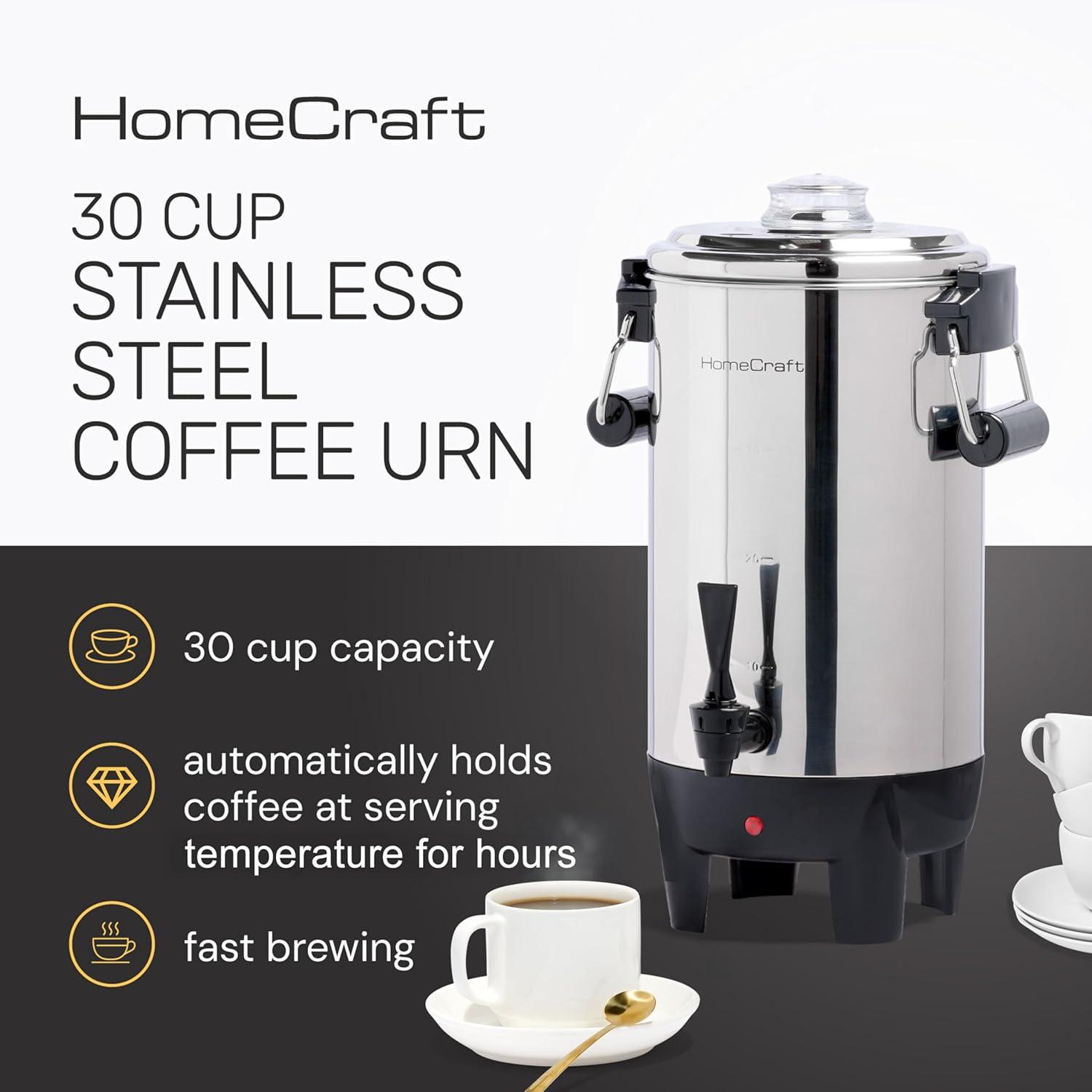HomeCraft Homecraft Quick-Brewing Automatic 30-Cup Coffee Urn-Stainless Steel HCCU30SS