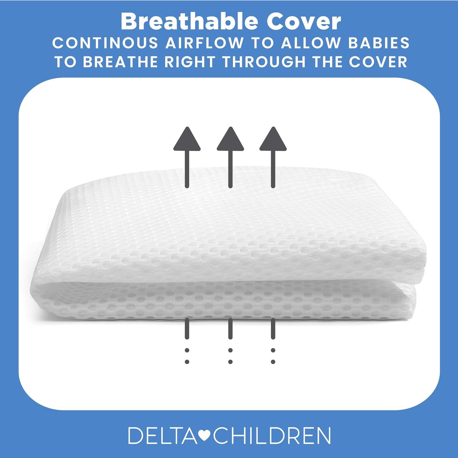 Delta Children Delta Children Breathable Crib Mattress Pad Cover - 100% Breathable Mattress Pad Cover For Cribs - Elastic Edges For Secure, Universal Fit - Machine Washable - 1 Pack