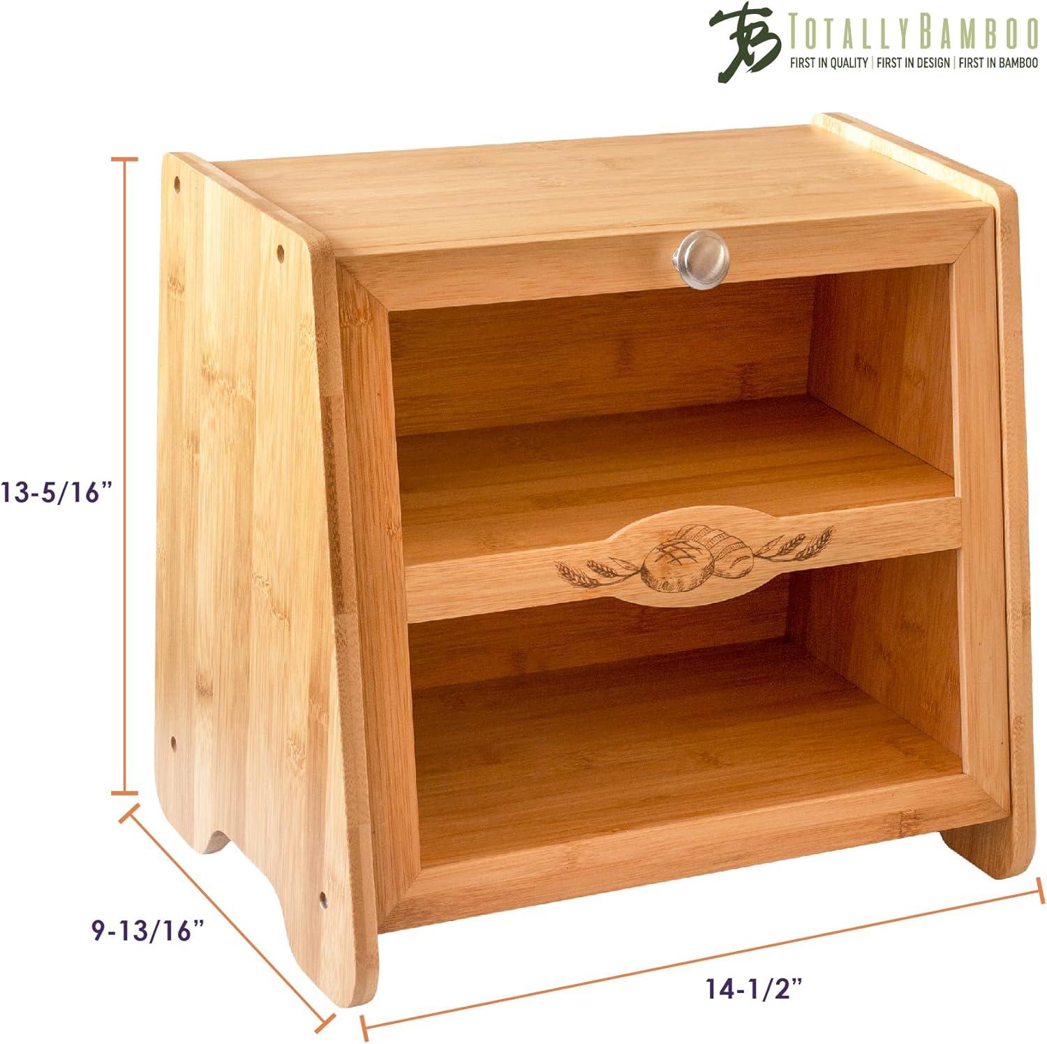 Double Layer Bamboo Farmhouse Bread Box with Window