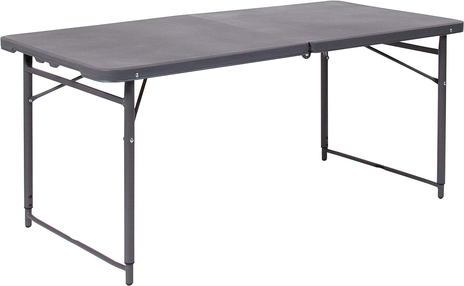 Noah 48.25" Plastic Rectangular Adjustable Fold-in-Half Table with Handle