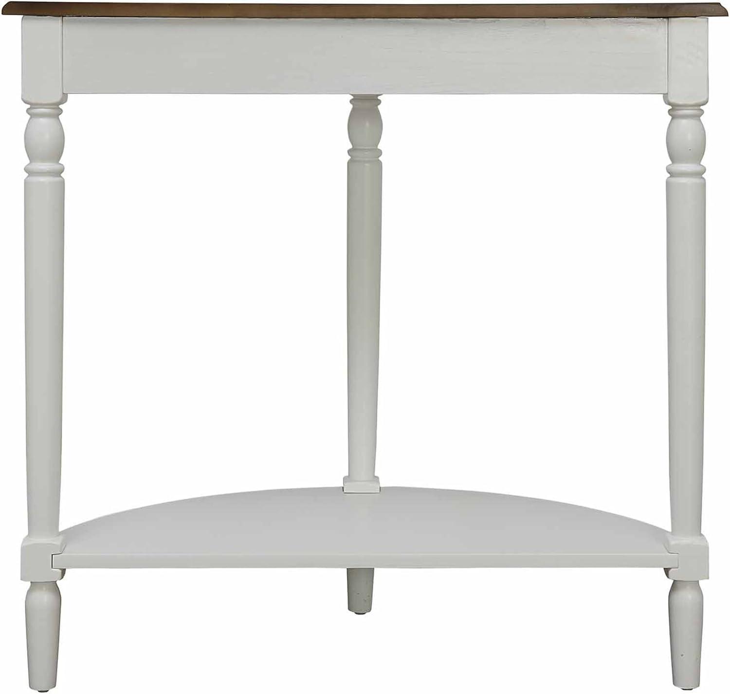 Convenience Concepts French Country Half-Round Entryway Table with Shelf, Driftwood/White