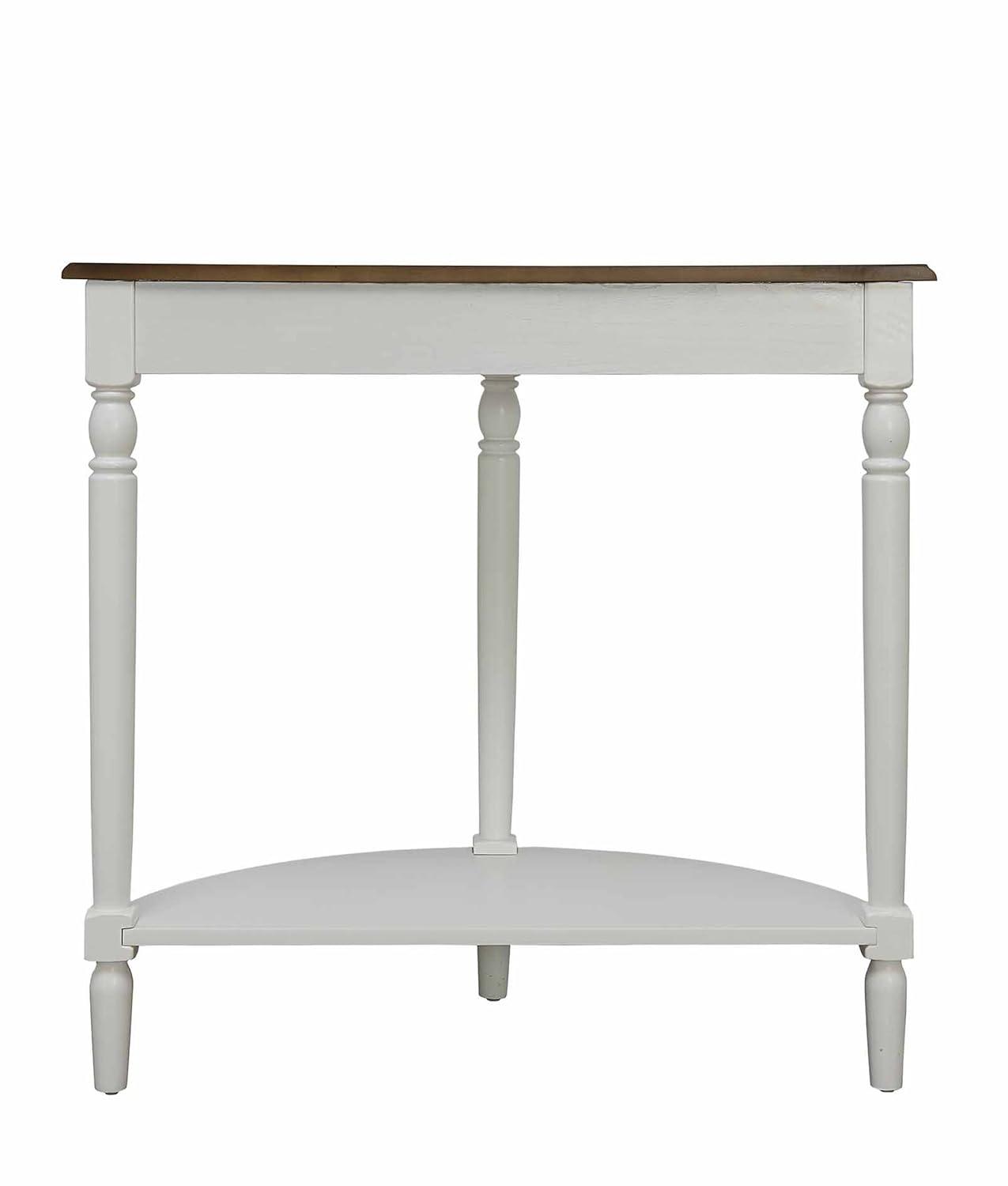 Convenience Concepts French Country Half-Round Entryway Table with Shelf, Driftwood/White