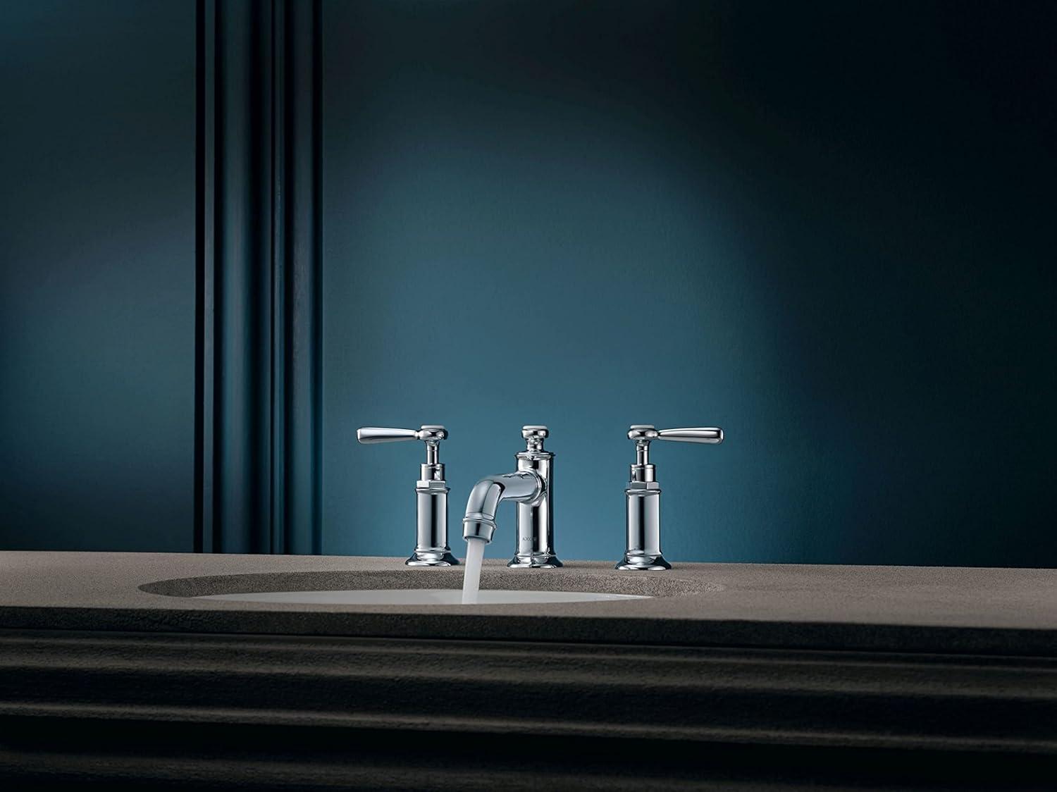 Chrome Modern Widespread Bathroom Faucet with Lever Handles