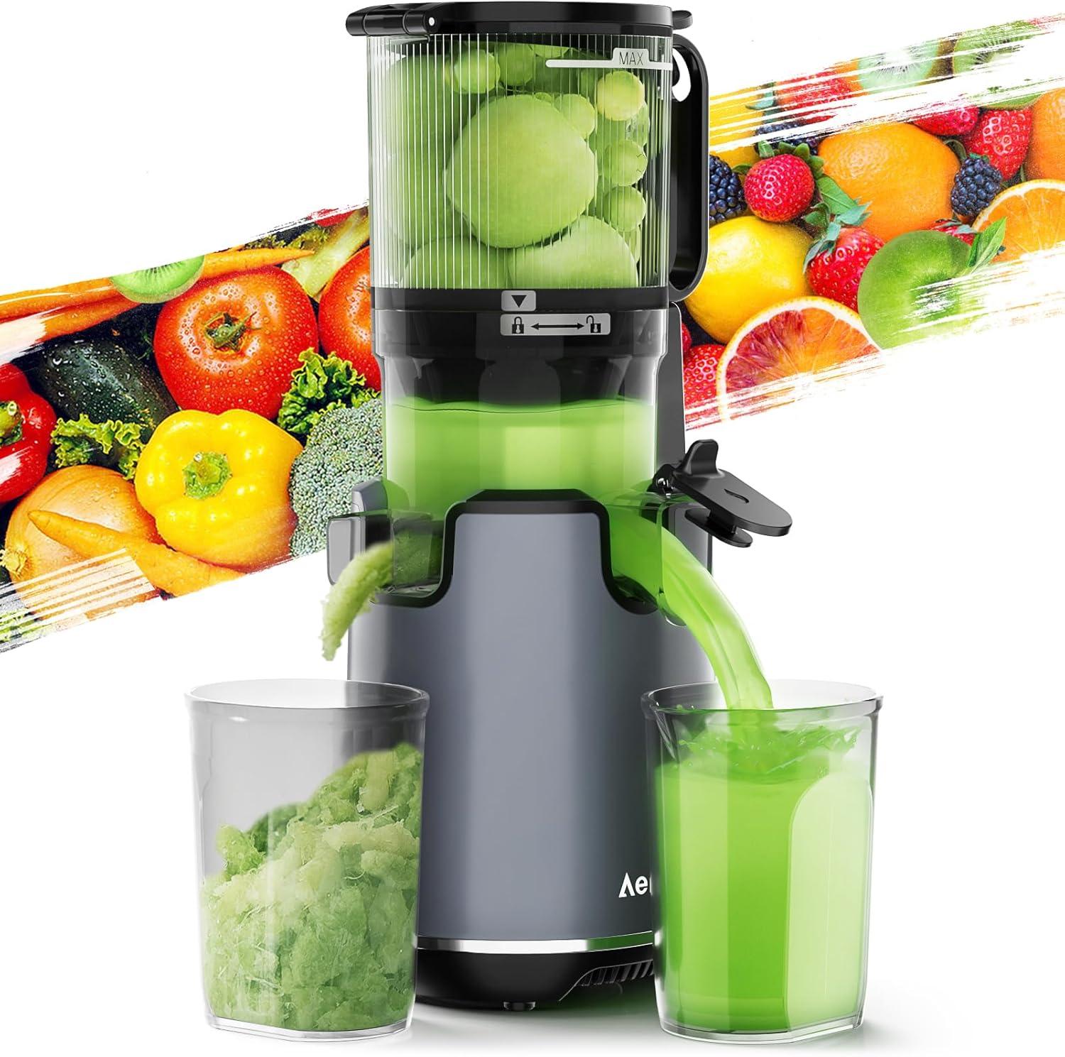 Aeitto Aeitto 250W Masticating Juicer, Cold Press with 5.3" Feed Chute & 1.7L Capacity, Easy to Clean, High Juice Yield