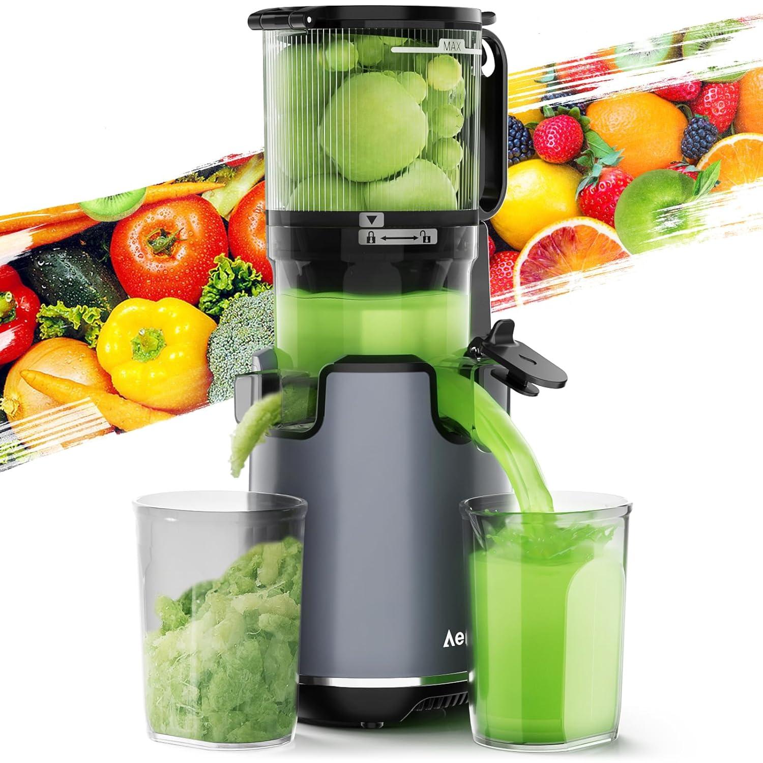 Aeitto Aeitto 250W Masticating Juicer, Cold Press with 5.3" Feed Chute & 1.7L Capacity, Easy to Clean, High Juice Yield
