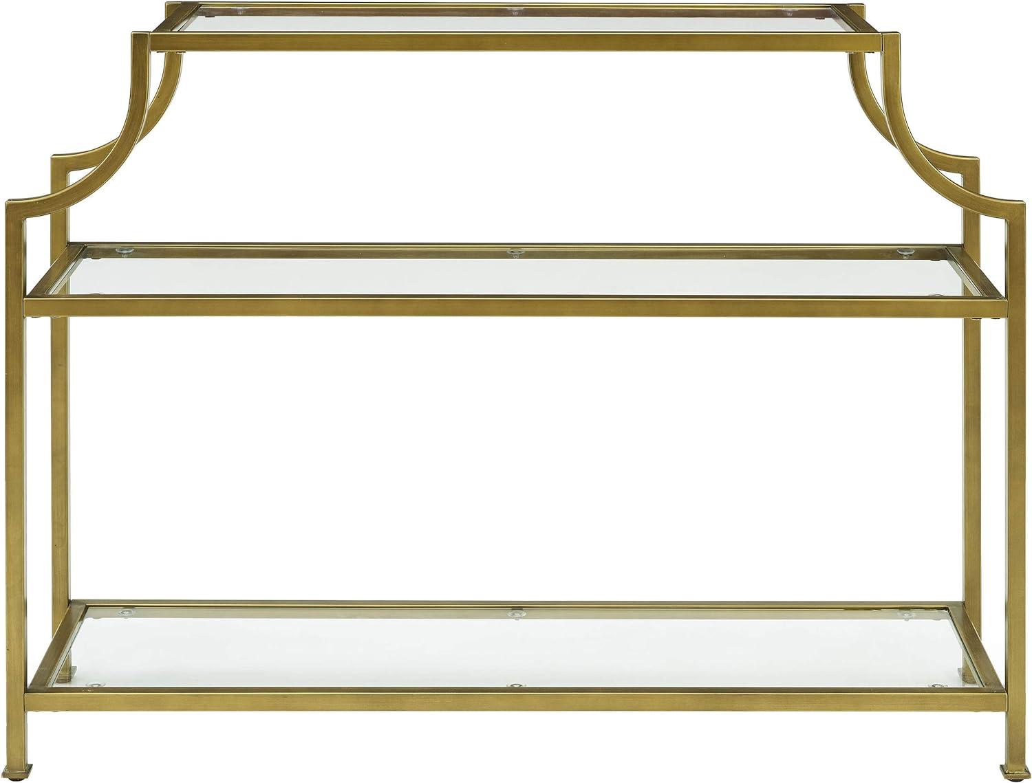 Aimee Console Table - Crosley: Elegant Steel Frame, Clear Glass Top, Fixed Shelf, Entryway Furniture