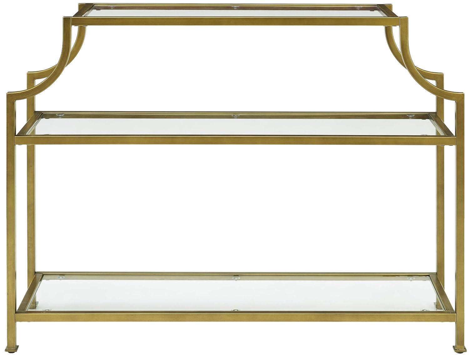 Aimee Console Table - Crosley: Elegant Steel Frame, Clear Glass Top, Fixed Shelf, Entryway Furniture