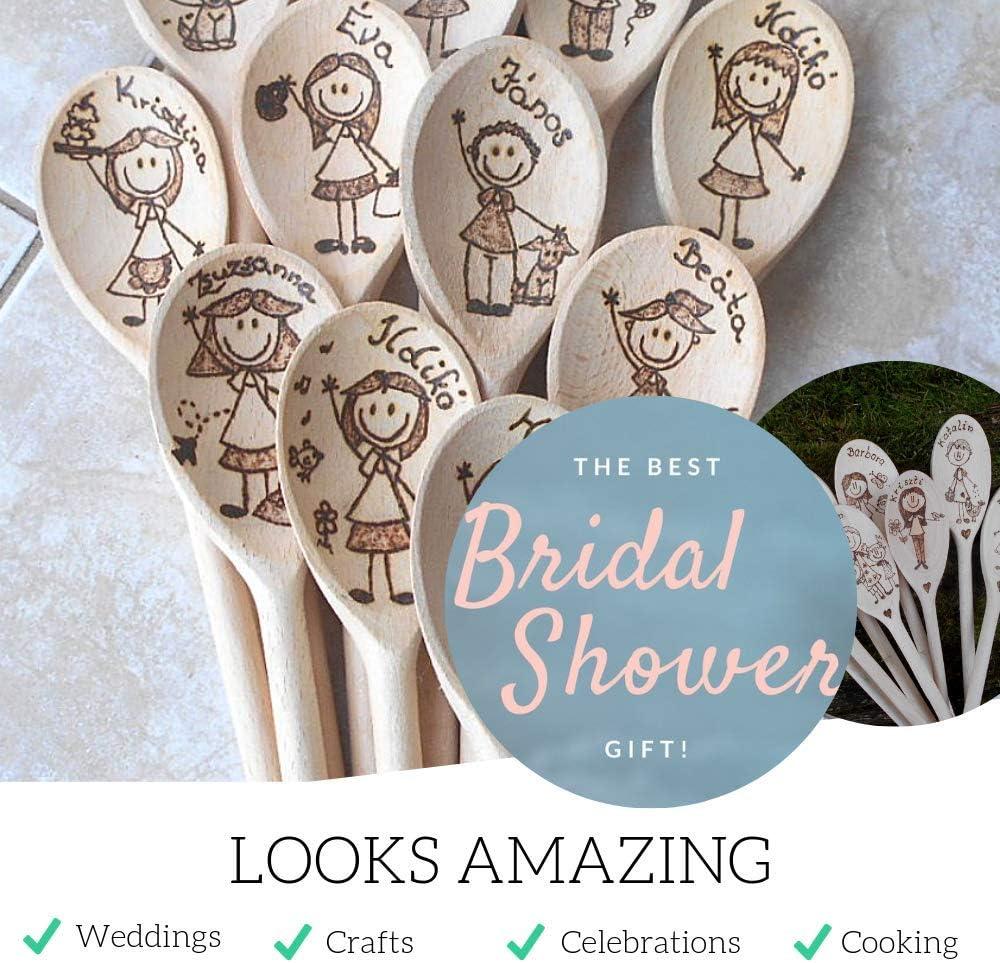 Mr.Woodware 12 Inch Wooden Spoons for Cooking - Set of 12 Long Handle Oval Wooden Spoon for Mixing, Stirring, Tasting - Kitchen Wooden Utensils For Cooking and Crafts, Personalized Wood Burning