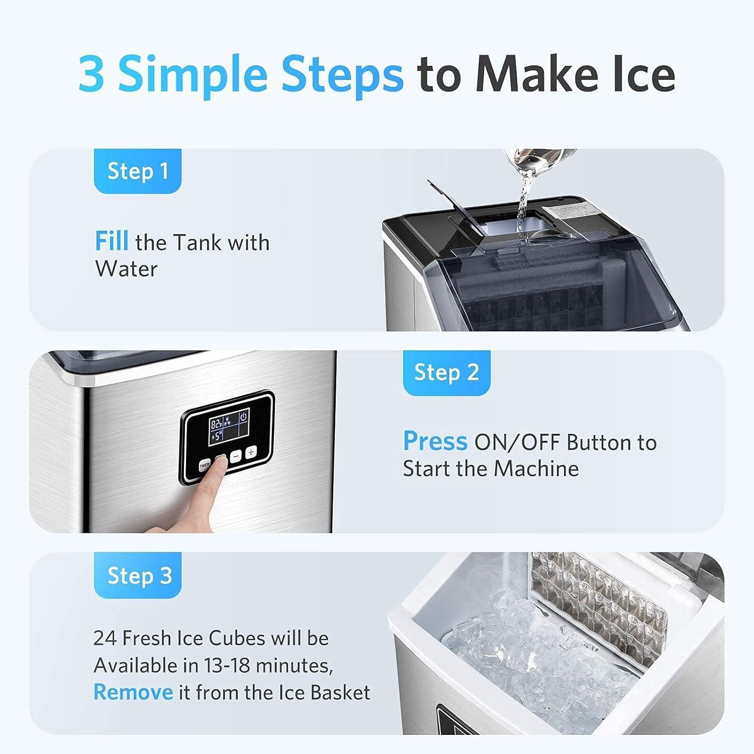 Compact Black Portable Countertop Ice Maker with Self-Cleaning