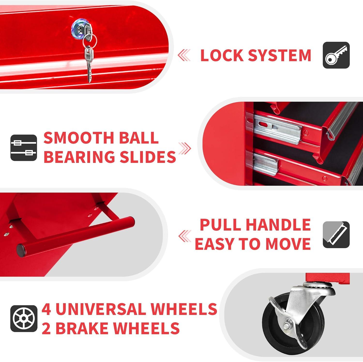 Yesurprise 12.99'' W 5 -Drawer Steel Job Site Storage with Wheels