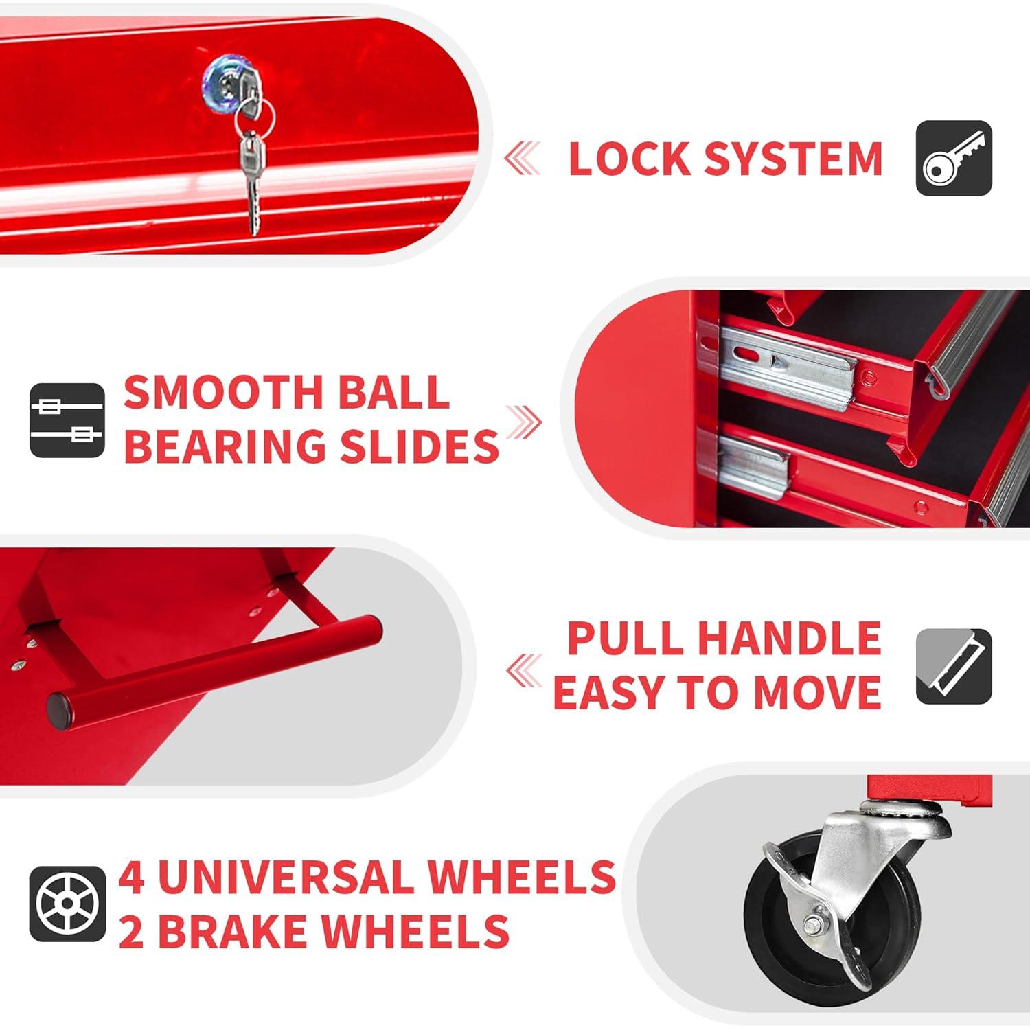 Yesurprise 12.99'' W 5 -Drawer Steel Job Site Storage with Wheels