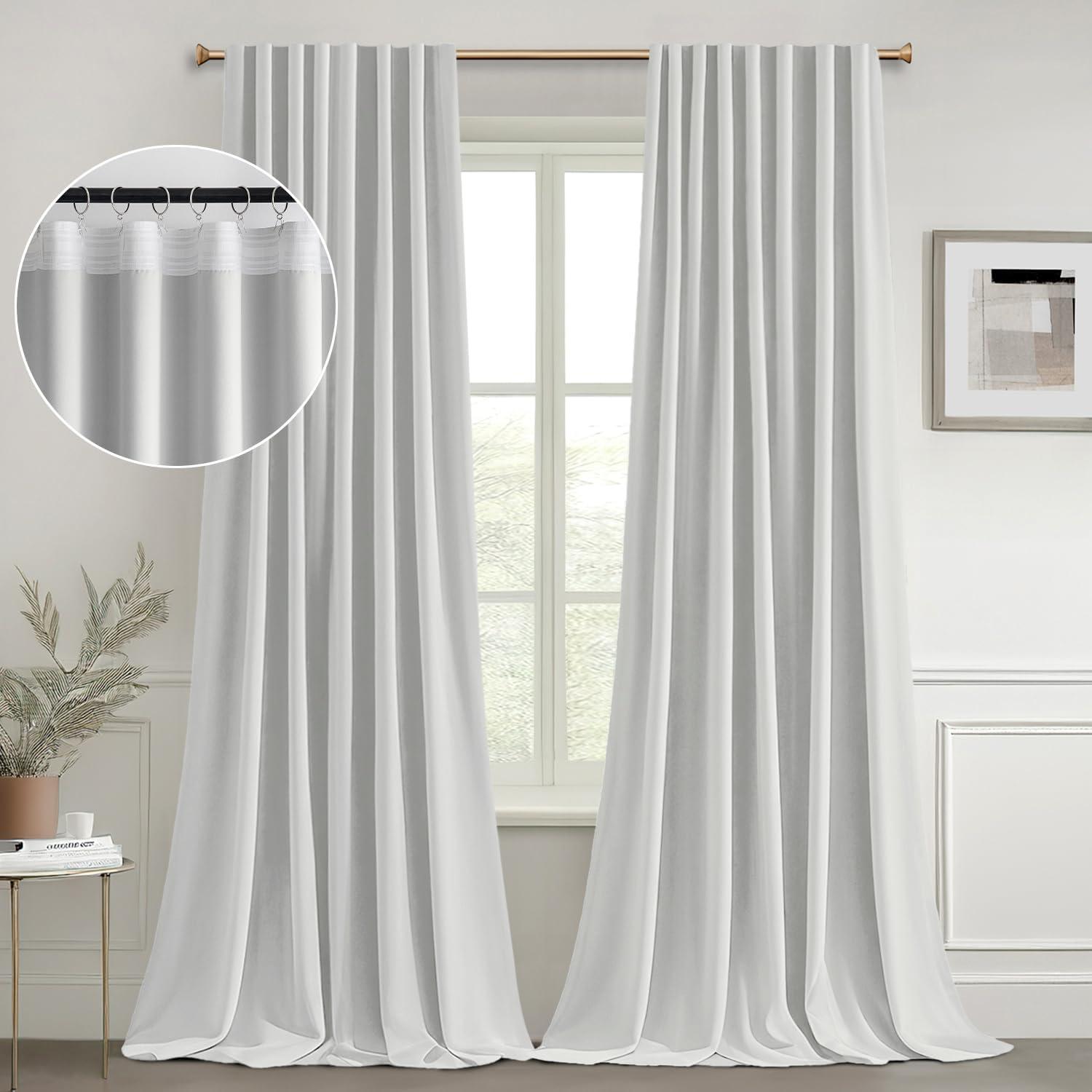 Hokku Designs Faux Linen 100% Blackout Curtains, 108" L, X 108 L, 2 Pieces