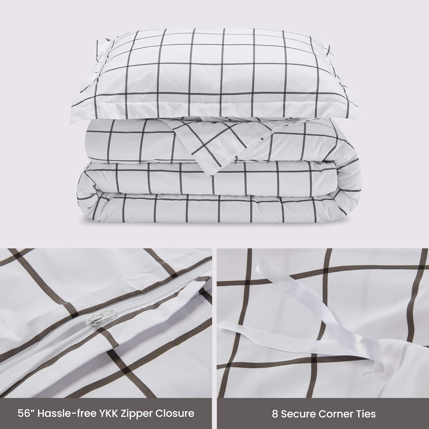 Sleep Zone Twill Plaid Duvet Cover Set