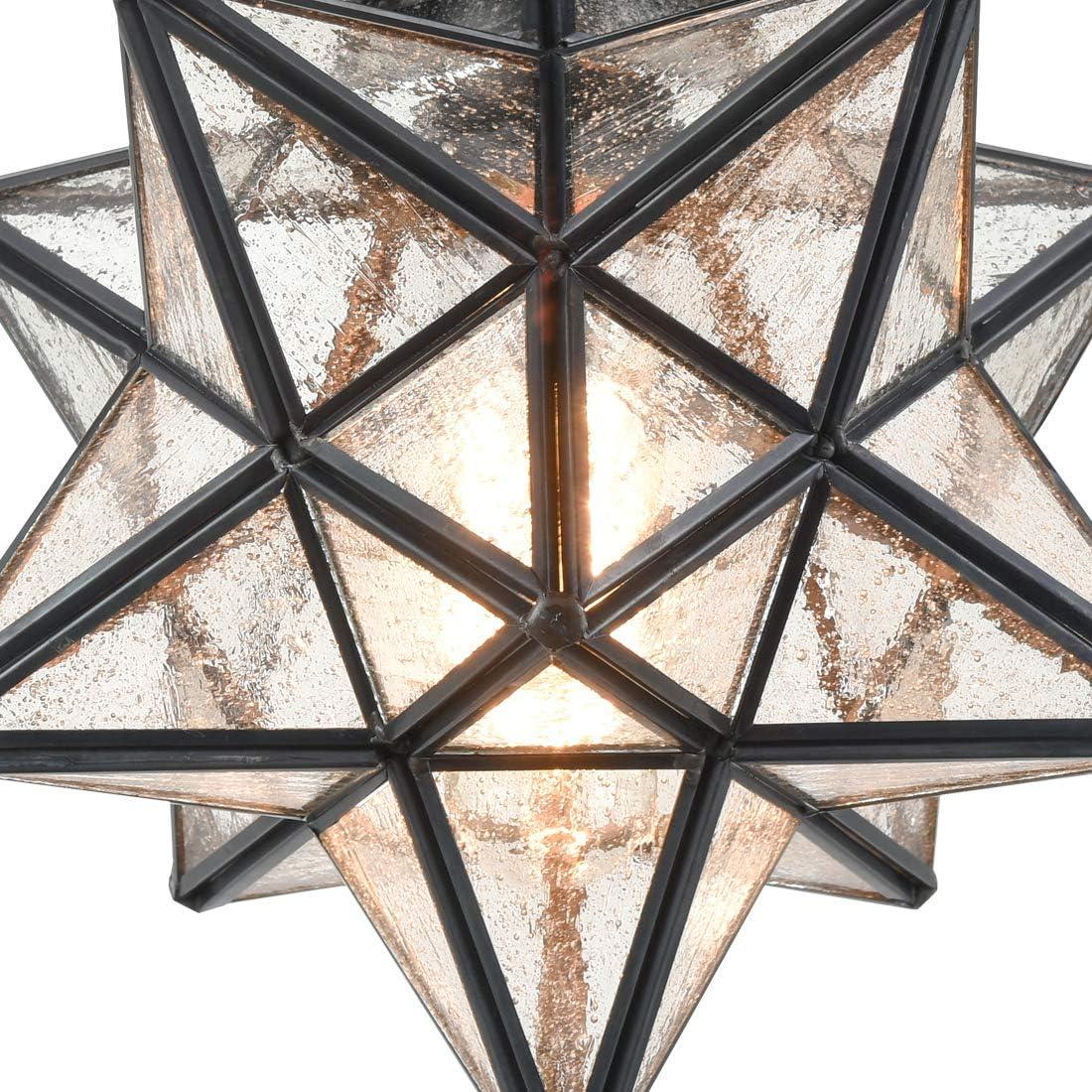 Industrial Moravian Star 8-Inch Clear Glass and Metal Ceiling Light