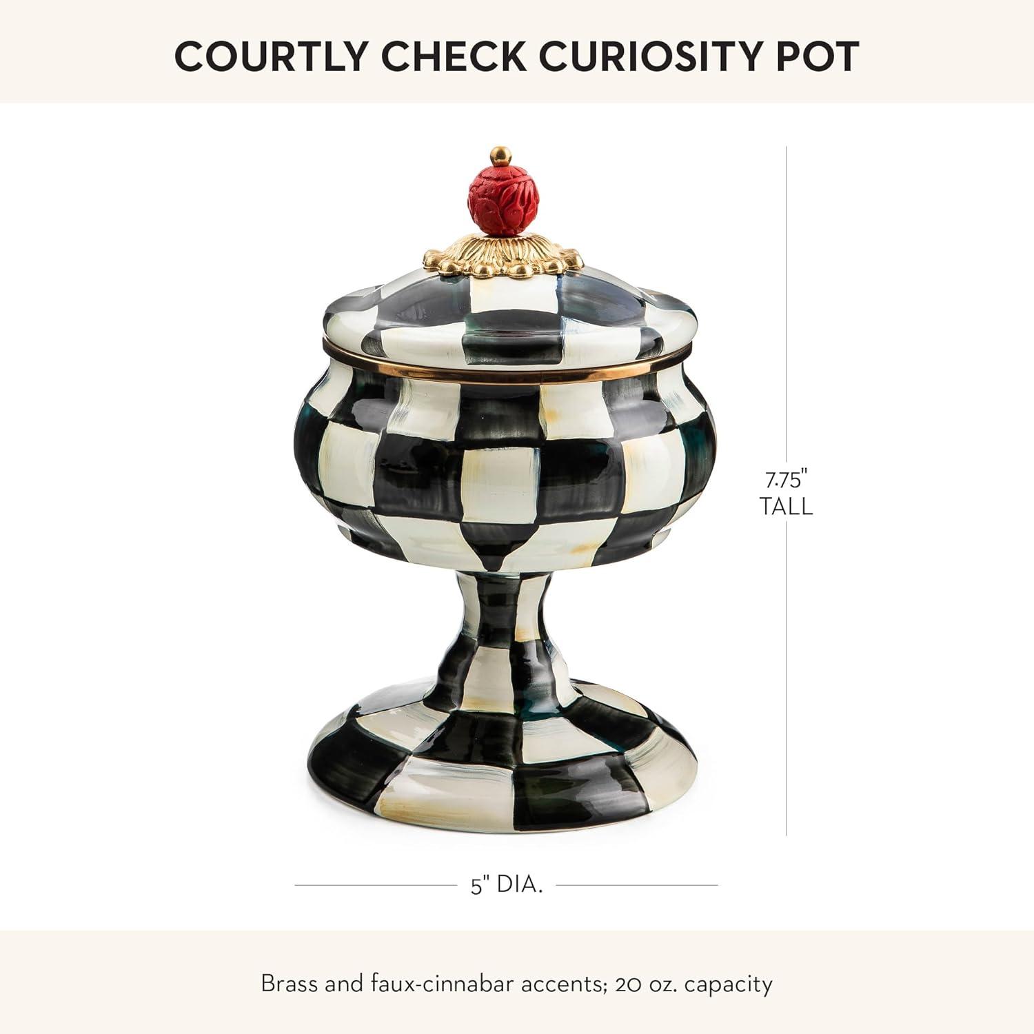 Courtly Check 20 oz Enamel Curiosity Pot with Brass Finial