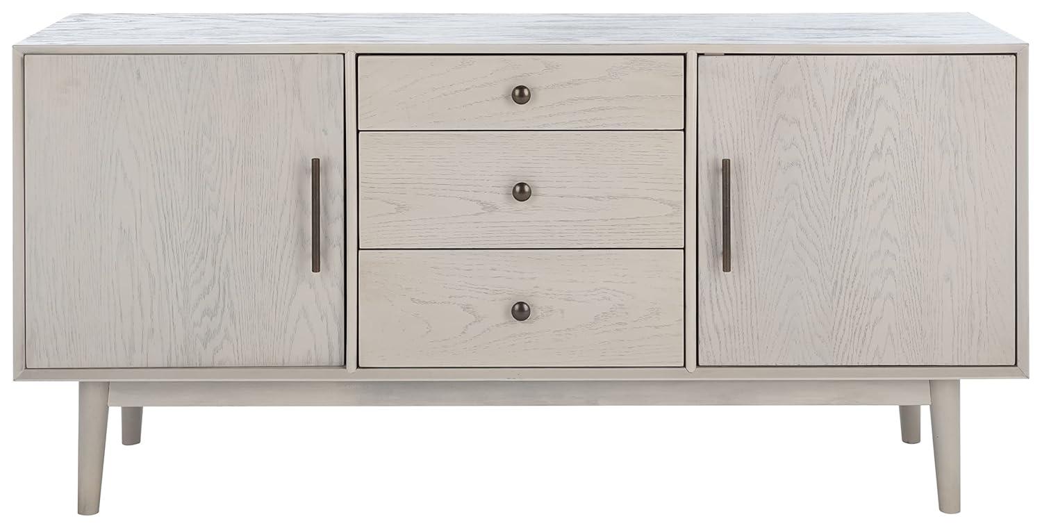 Elissa White Washed Mid-Century Media Stand with Bronze Hardware