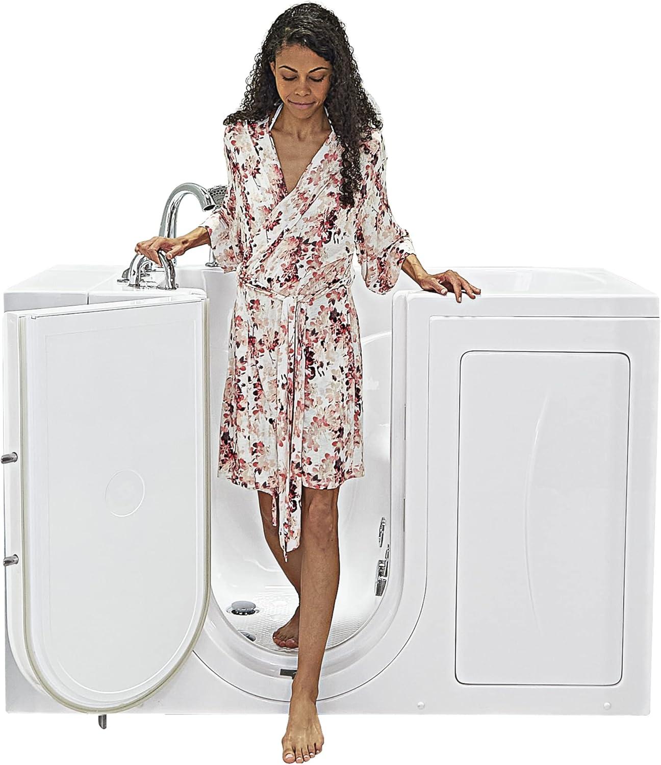 Monaco 32"x52" Acrylic Hydro Massage Walk-In Bathtub, 5 Piece Fast Fill Faucet, 2" Dual Drain