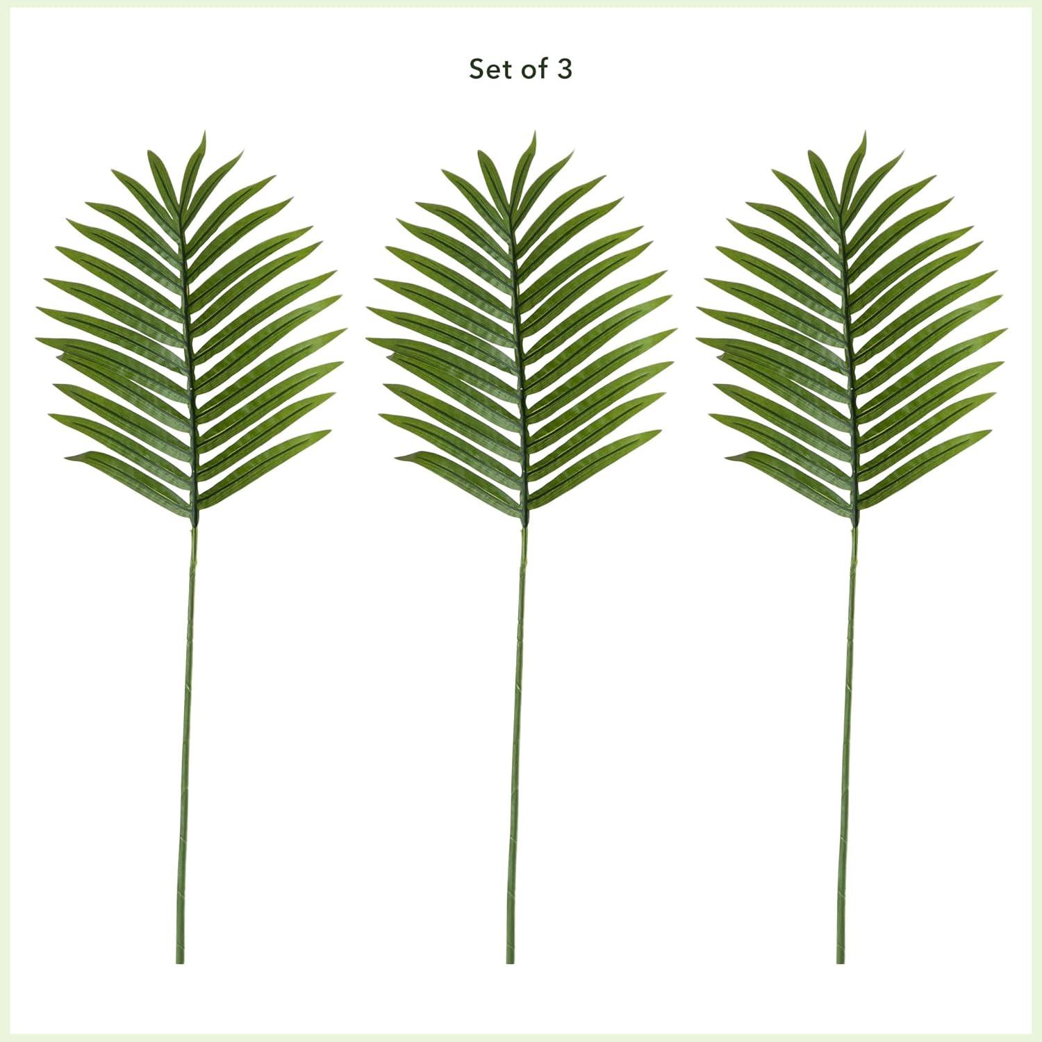 33-Inch Green Artificial Palm Leaf Stems, Set of 3