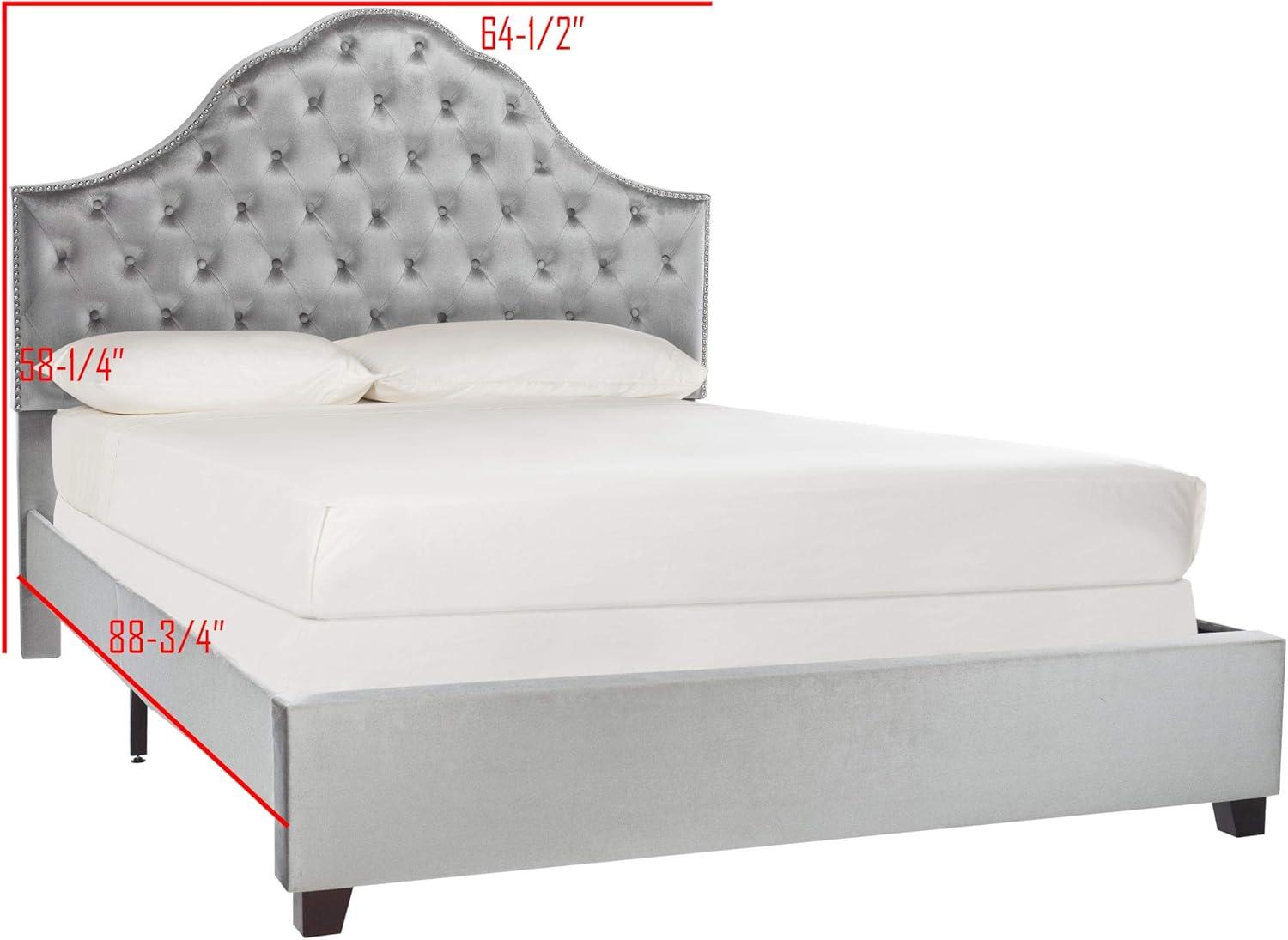 SAFAVIEH Beckham Modern Glam Tufted Headboard with Nail Heads, Queen, Light Grey
