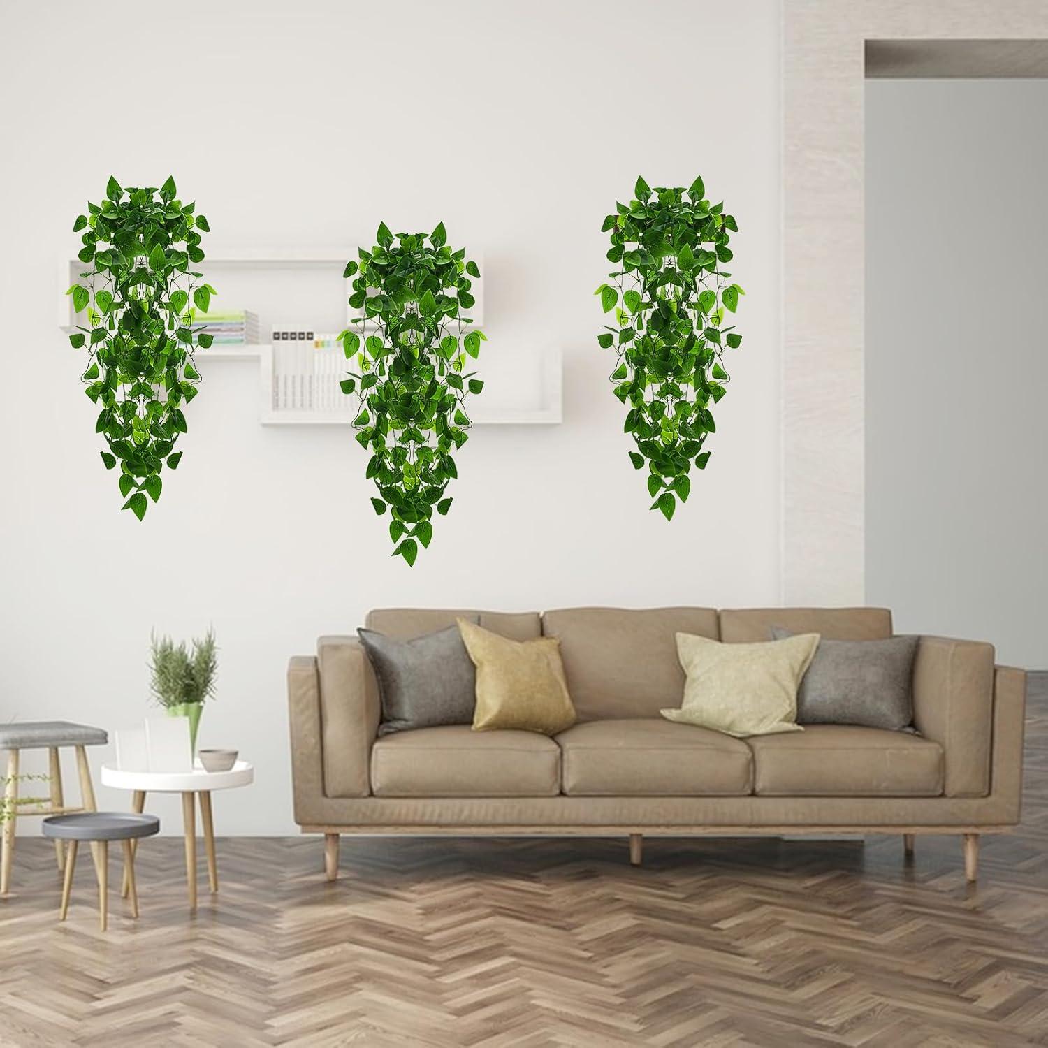 Ophelia & Co. Fake Hanging Plants Vines(2Pcs) Artificial Ivy Greenery Garlands For Home Bedroom Living Aesthetic Indoor,Outdoor Farmhouse Decorations(No Basket)