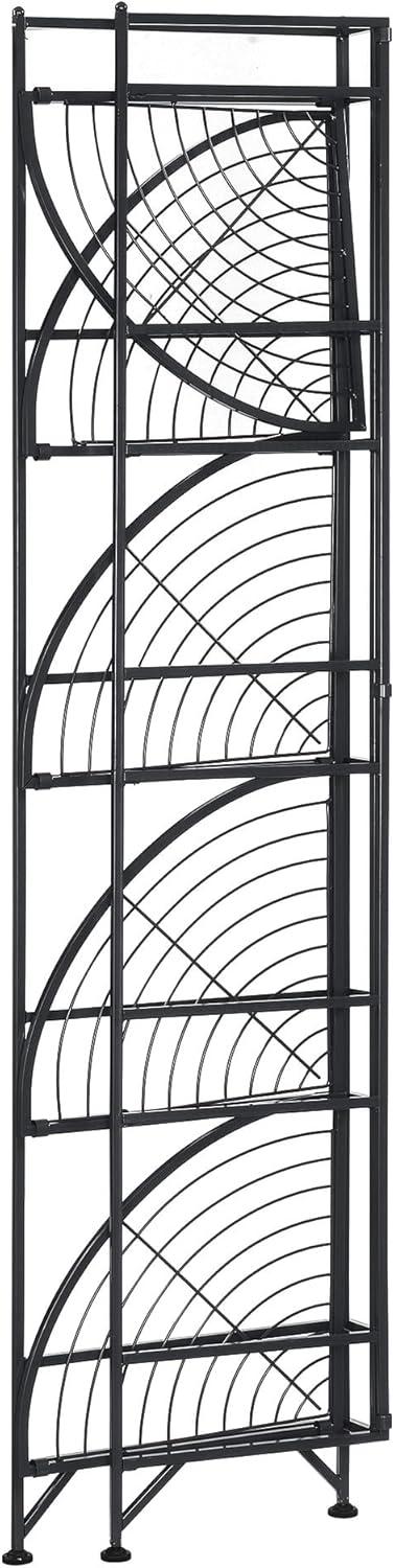 Convenience Concepts Xtra Storage 5 Tier Folding Metal Corner Shelf, Black