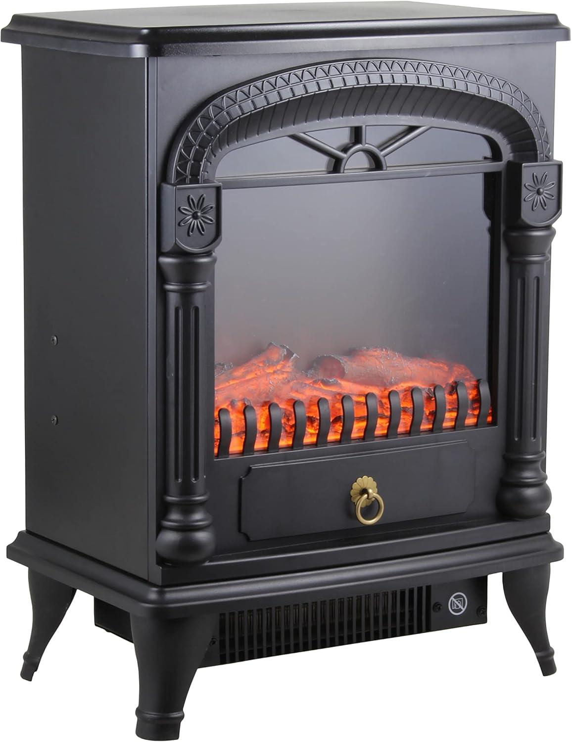 Comfort Zone CZFP4 Ceramic Electric Fireplace Stove Fan-Forced Heater - Black