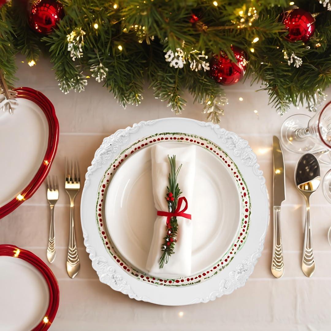 DIY Wedding Koyal Wholesale Vintage Charger Plate, White (Pack of 4)