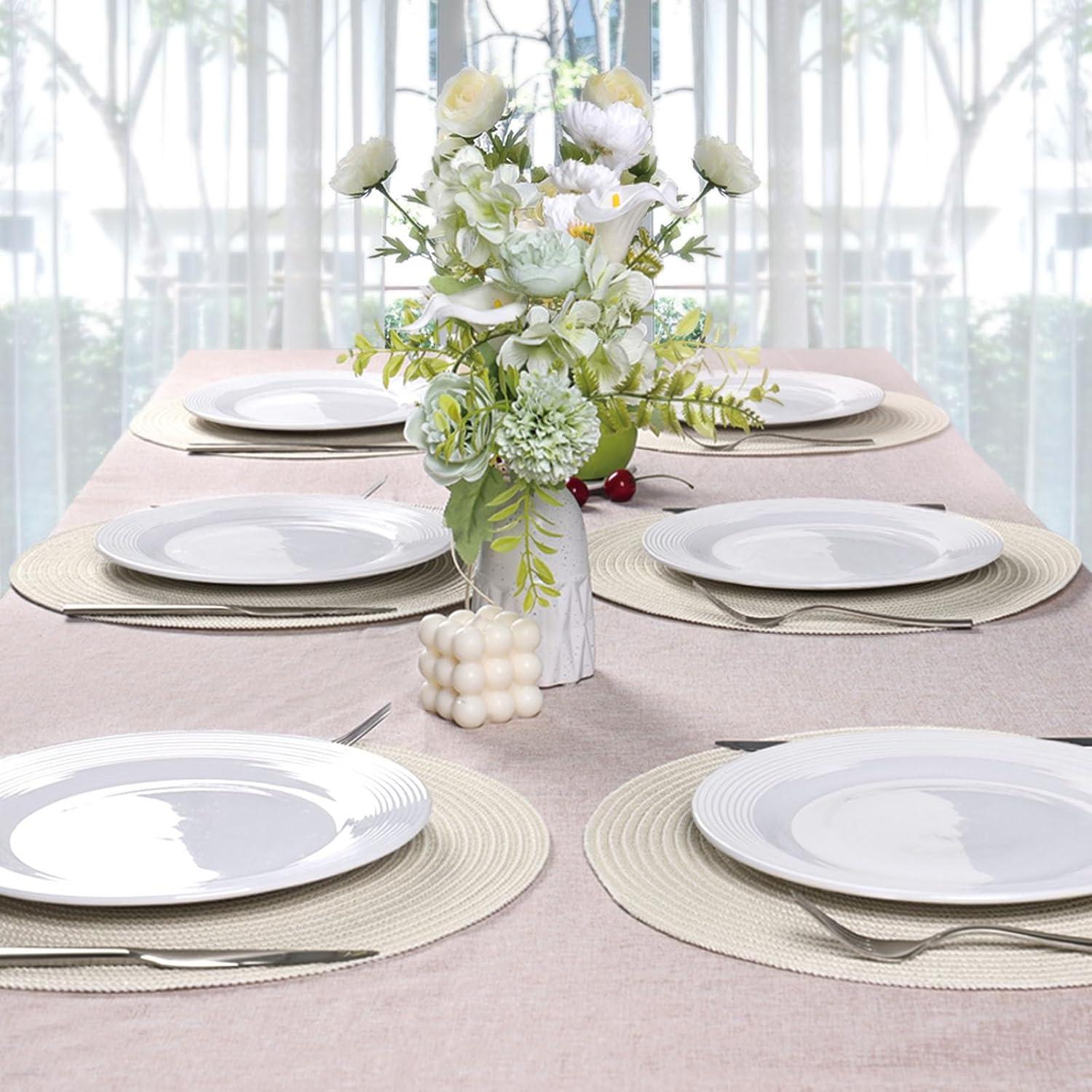 Asija Placemats，Round Cotton Braided Table Place Mats Braided Coaster Placemas Non-Slip Table Mats Placemats Set of 4 for in door Dining Kitchen Table Washable 15 inch